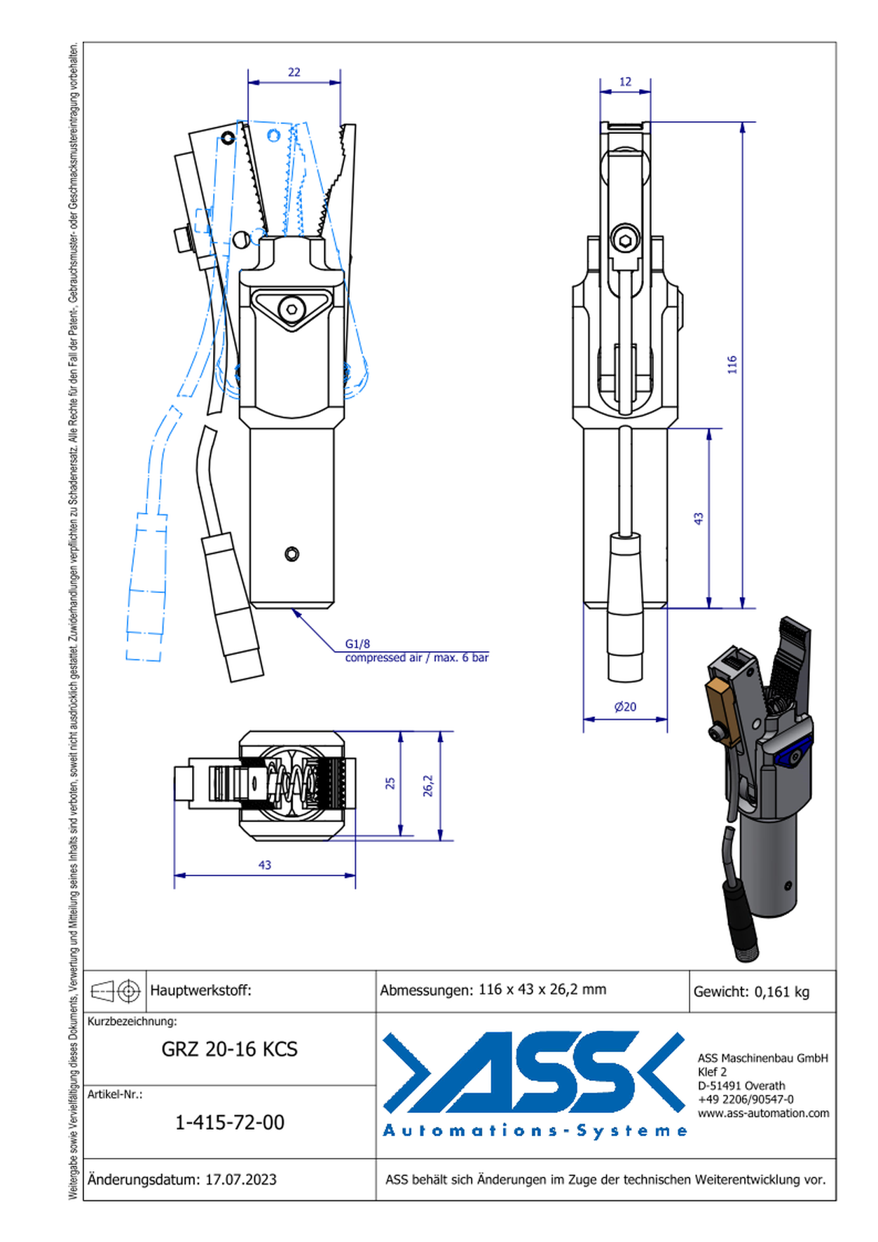 GRZ 20-16 KCS Jaw Type: Contour / Sensor