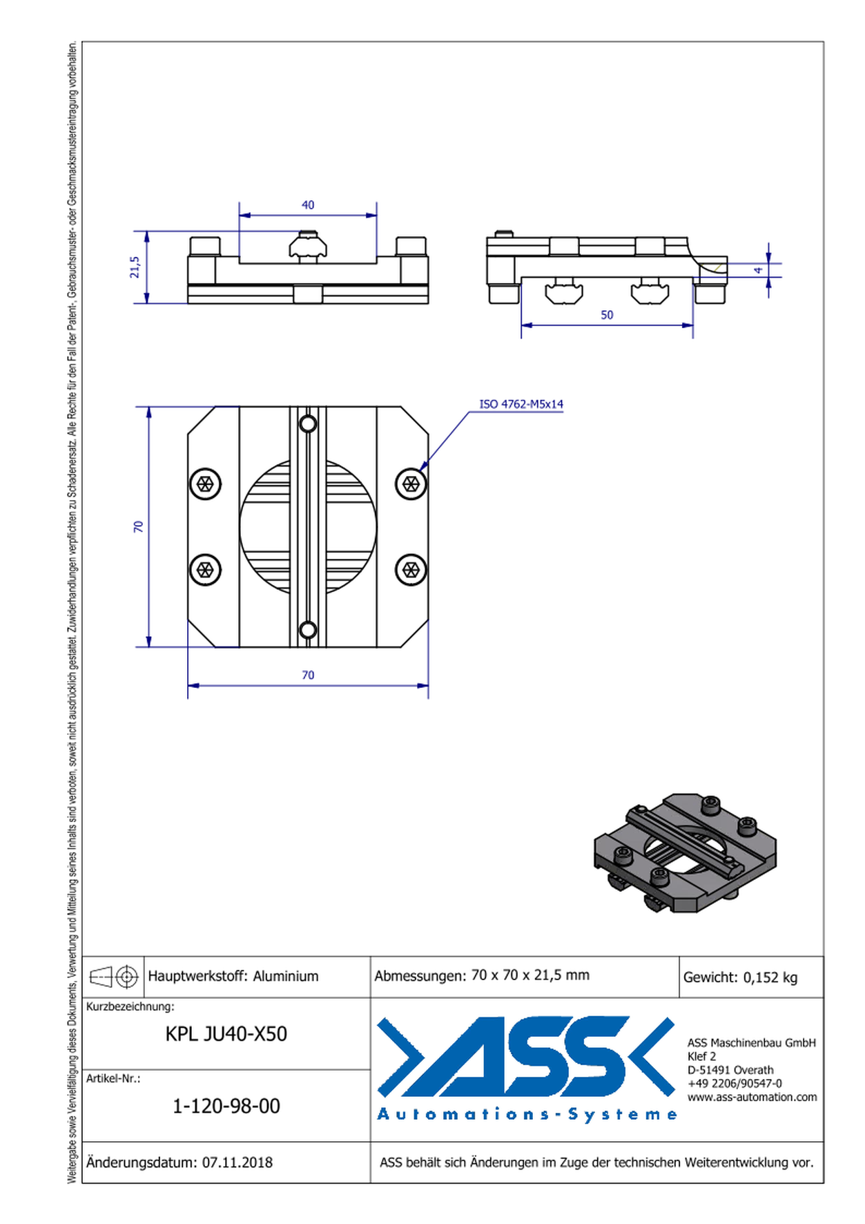 KPL JU 40-X50 Cross Joint Connector, form-locking