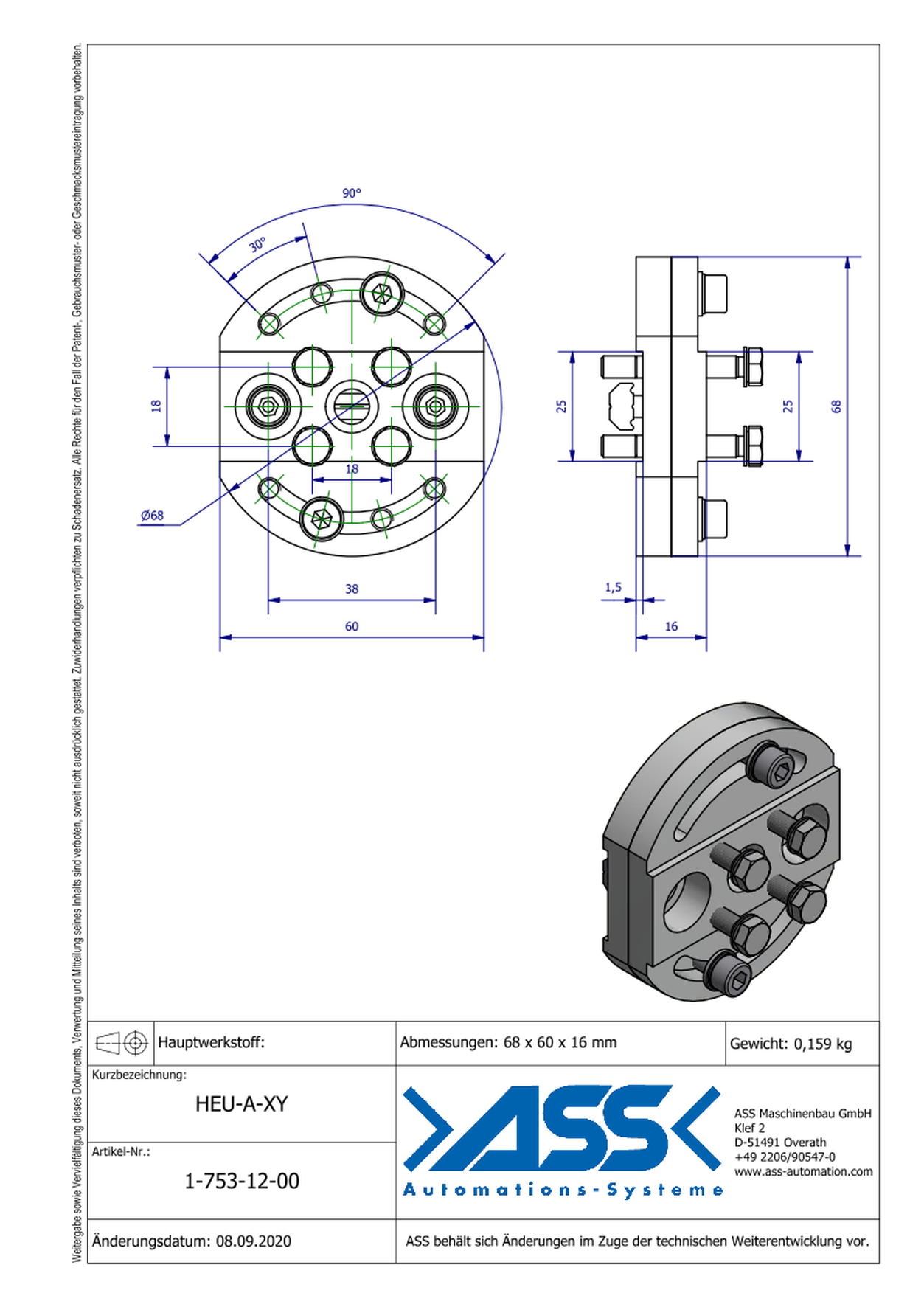 HEU 16 A XY Mounting Adapter for XY-Stroke Unit