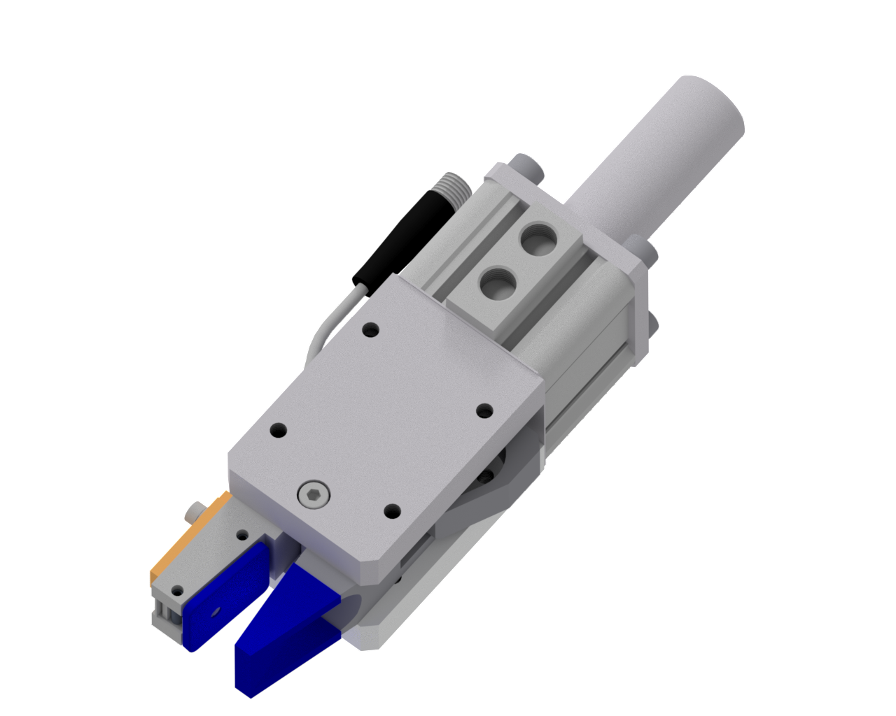 GRZ 32 CS Gripper with Jaw Type: Chequered / Sensor Piston Ø: 32 mm, : 20 mm, Opening width: -, Jaw type: EP Coating Shore 90, blue / query + EP Coating Shore 90, blue, Closing Force: 350 N, Connection: plug M8, Signal output: PNP