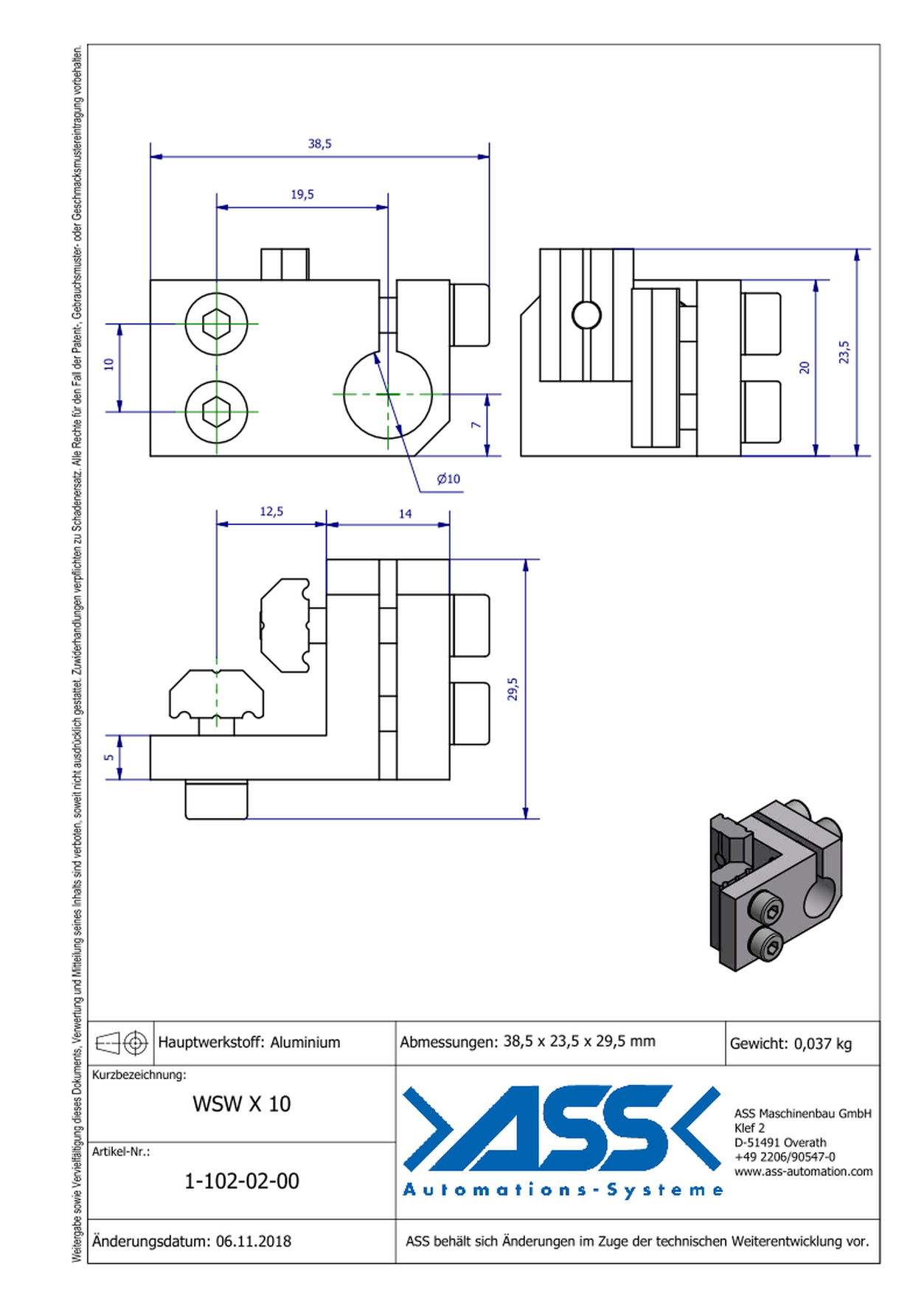 WSW X 10 Angle Clamp