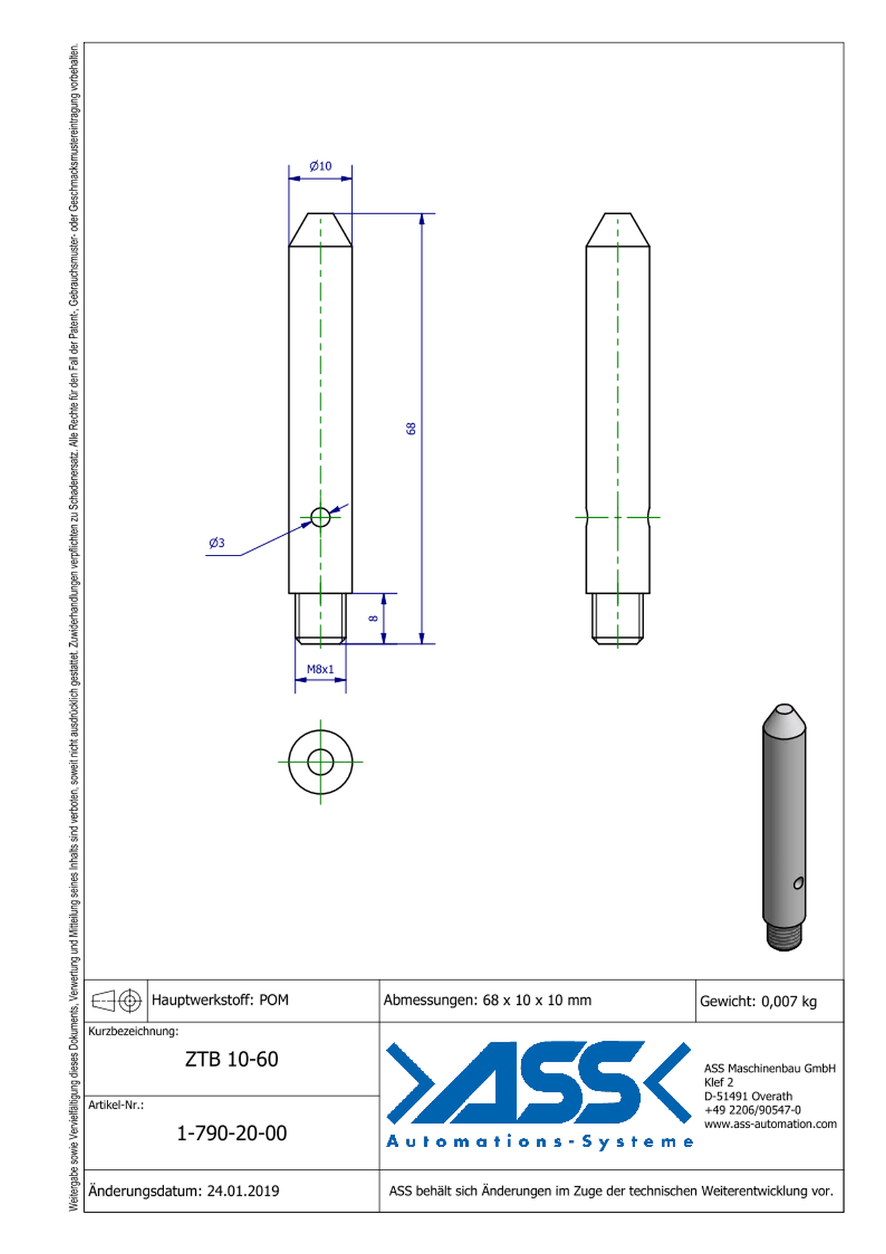 ZTB 10-60 Centering Pin