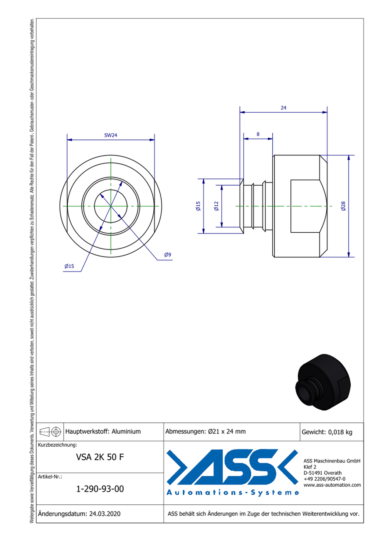 VSA 2K 50 F Adapter for 2K-Suction Cups