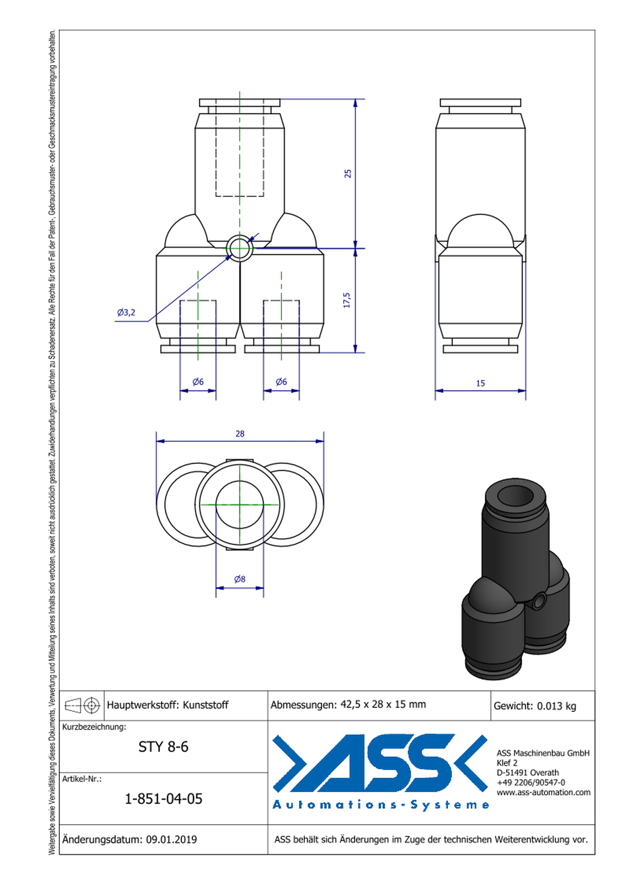 STY 8-6 Y-Hose Quick Connector