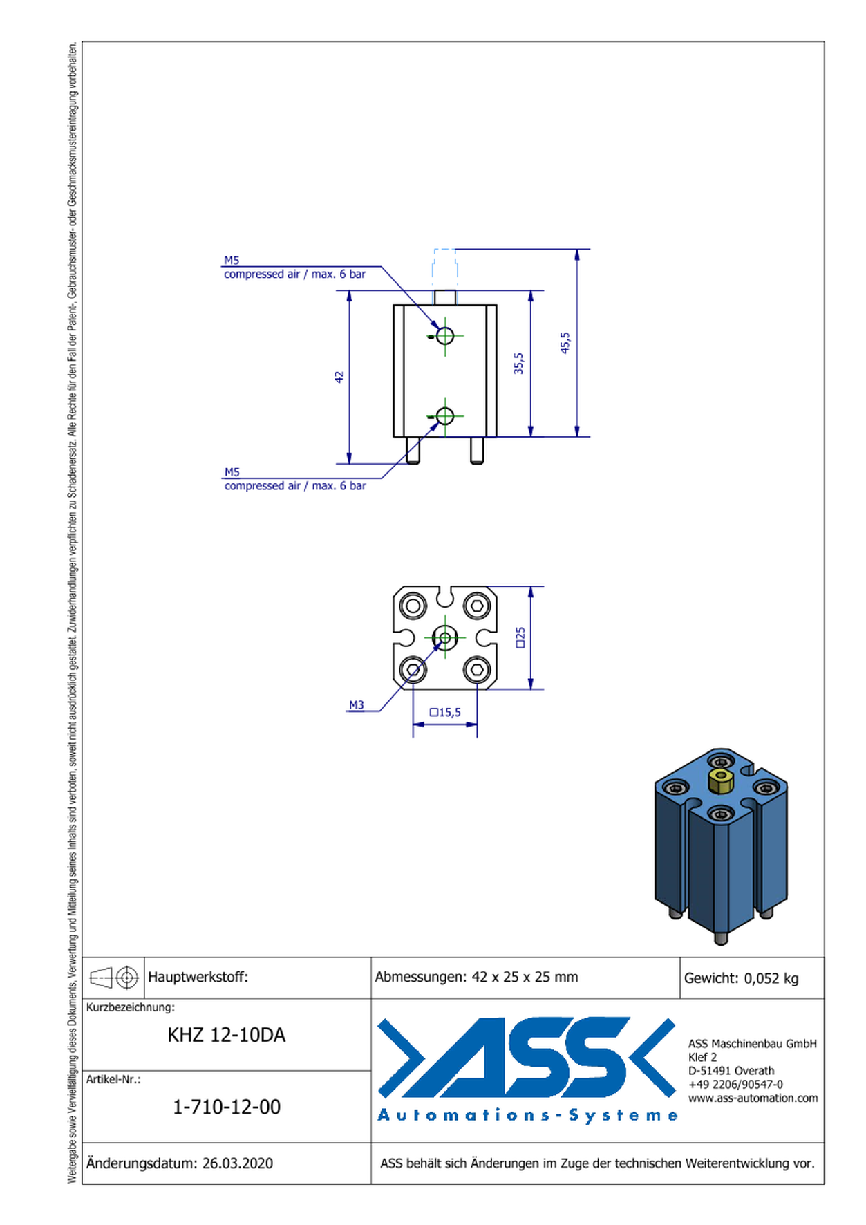 KHZ 12-10 DA Short Stroke Cylinder