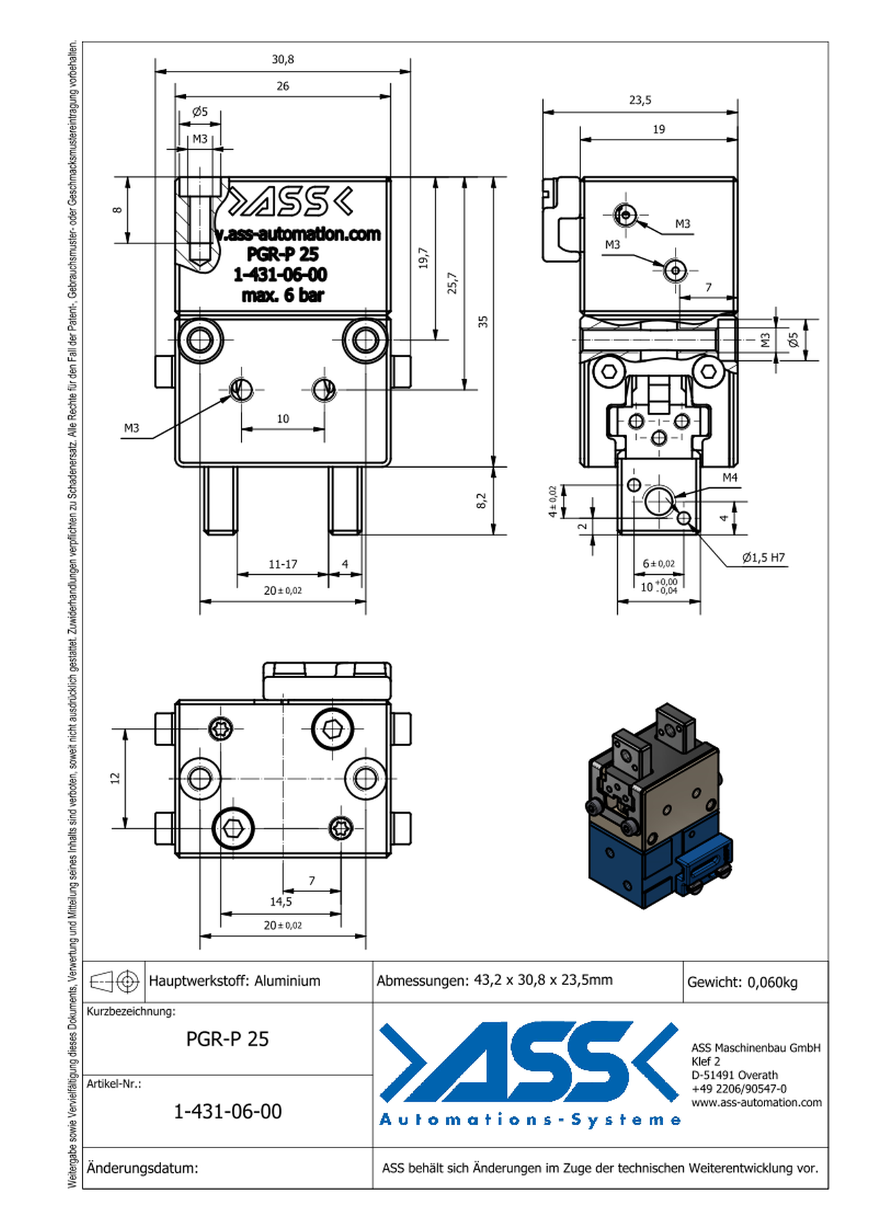 PGR-P 25 Parallel Gripper, pneumatic