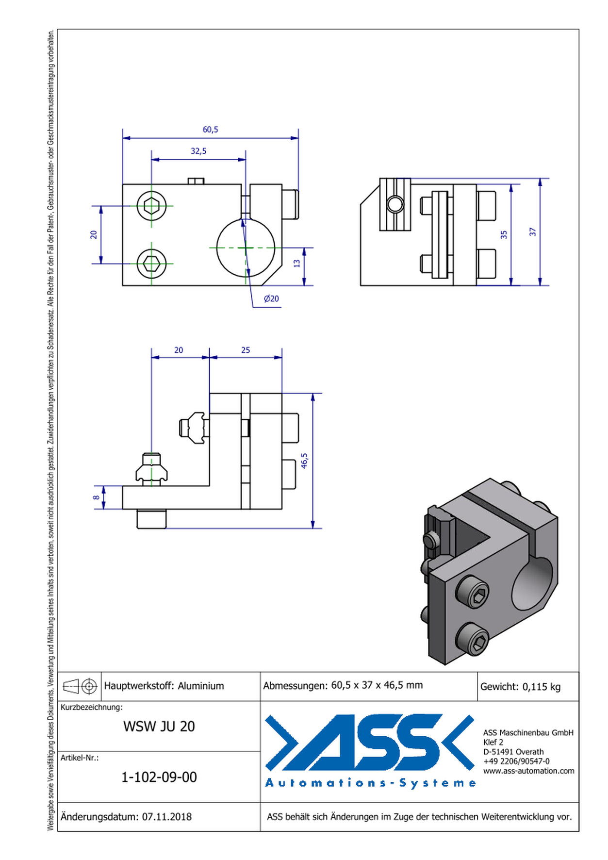 WSW JU 20 Angle Clamp