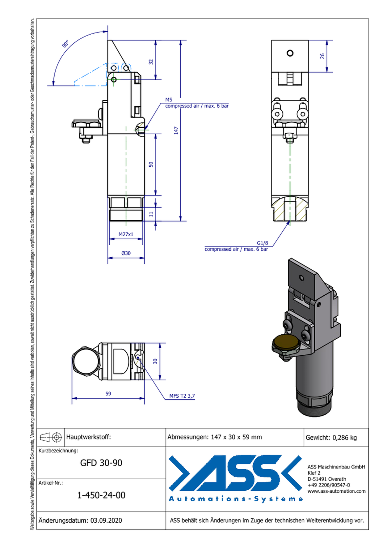 GFD 30-90 Gripper Finger 90°, double-acting