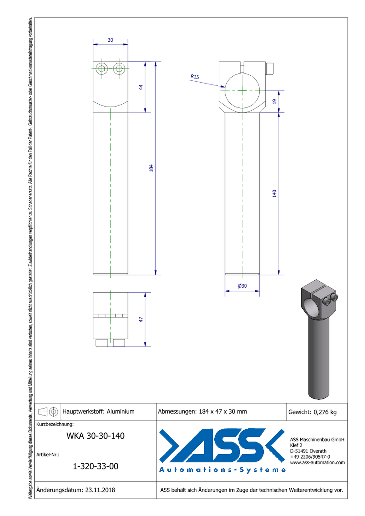 WKA 30-30-140 Angle Arm