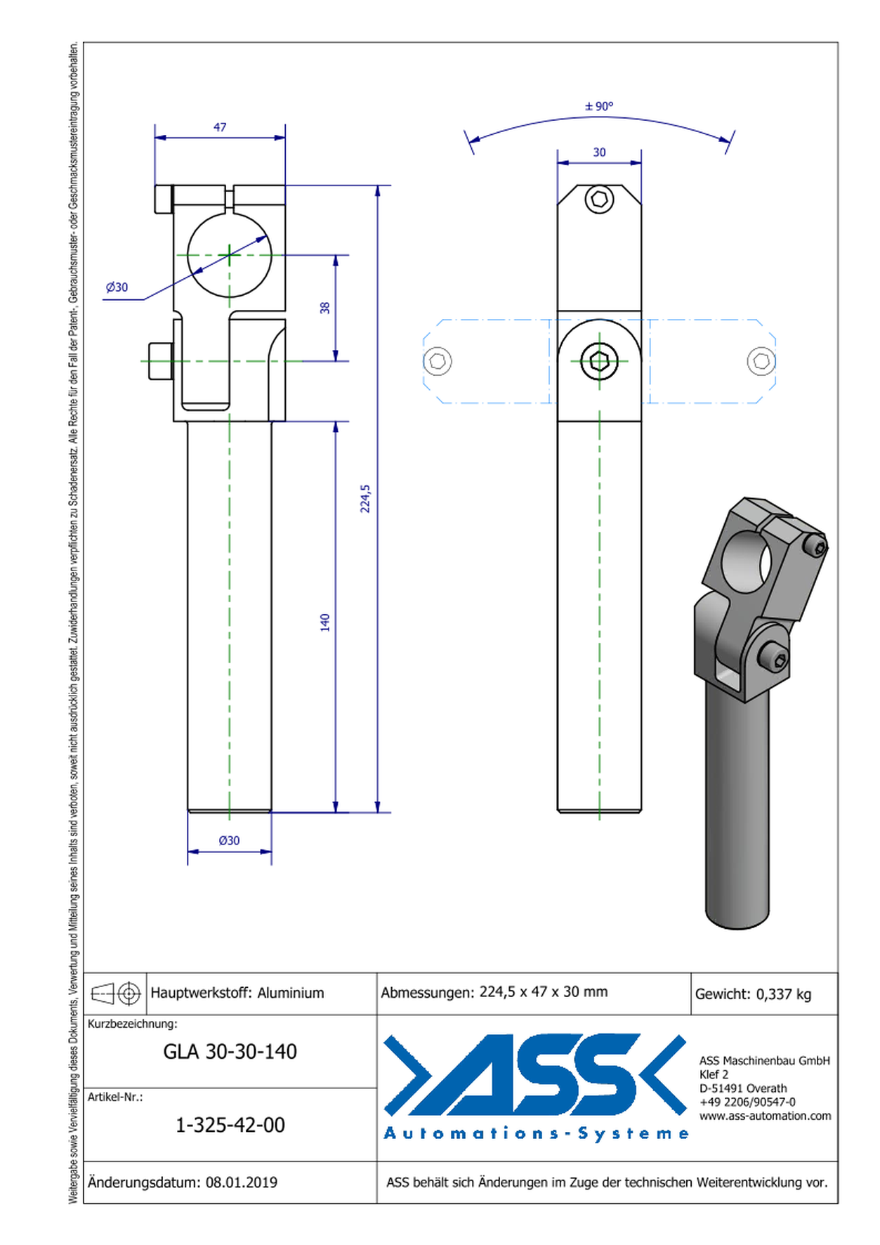 GLA 30-30-140 Elbow Arm