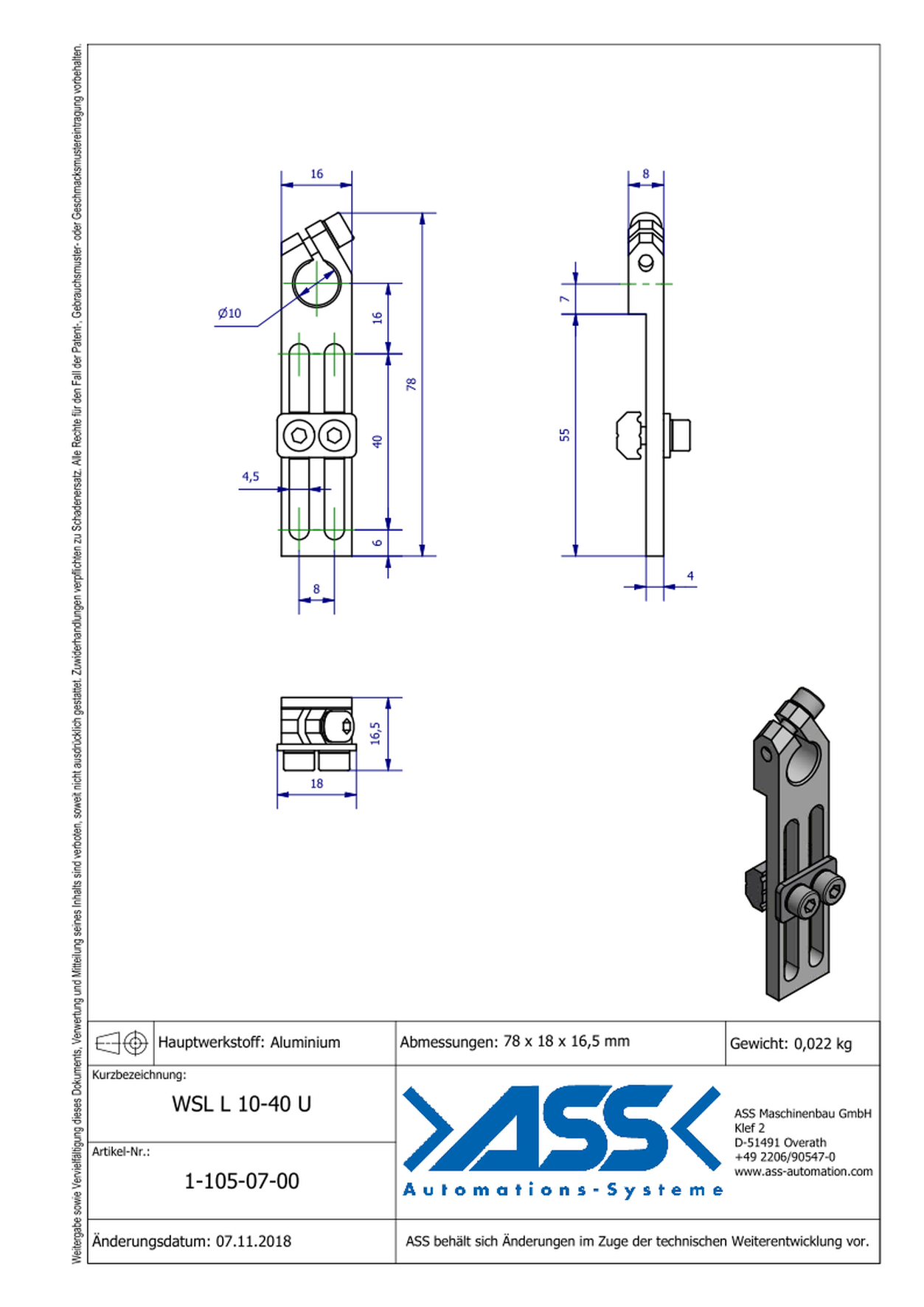 WSL L 10-40 U Long Angle Clamp universal