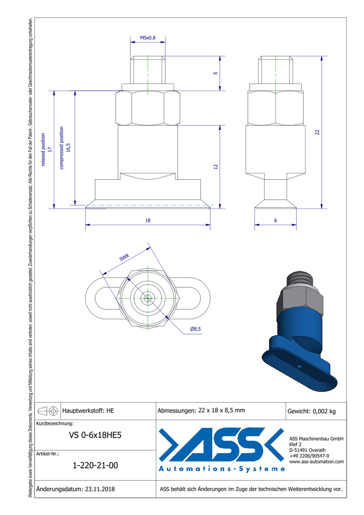 VS O-6x18HE5 Vacuum Cup, Oval