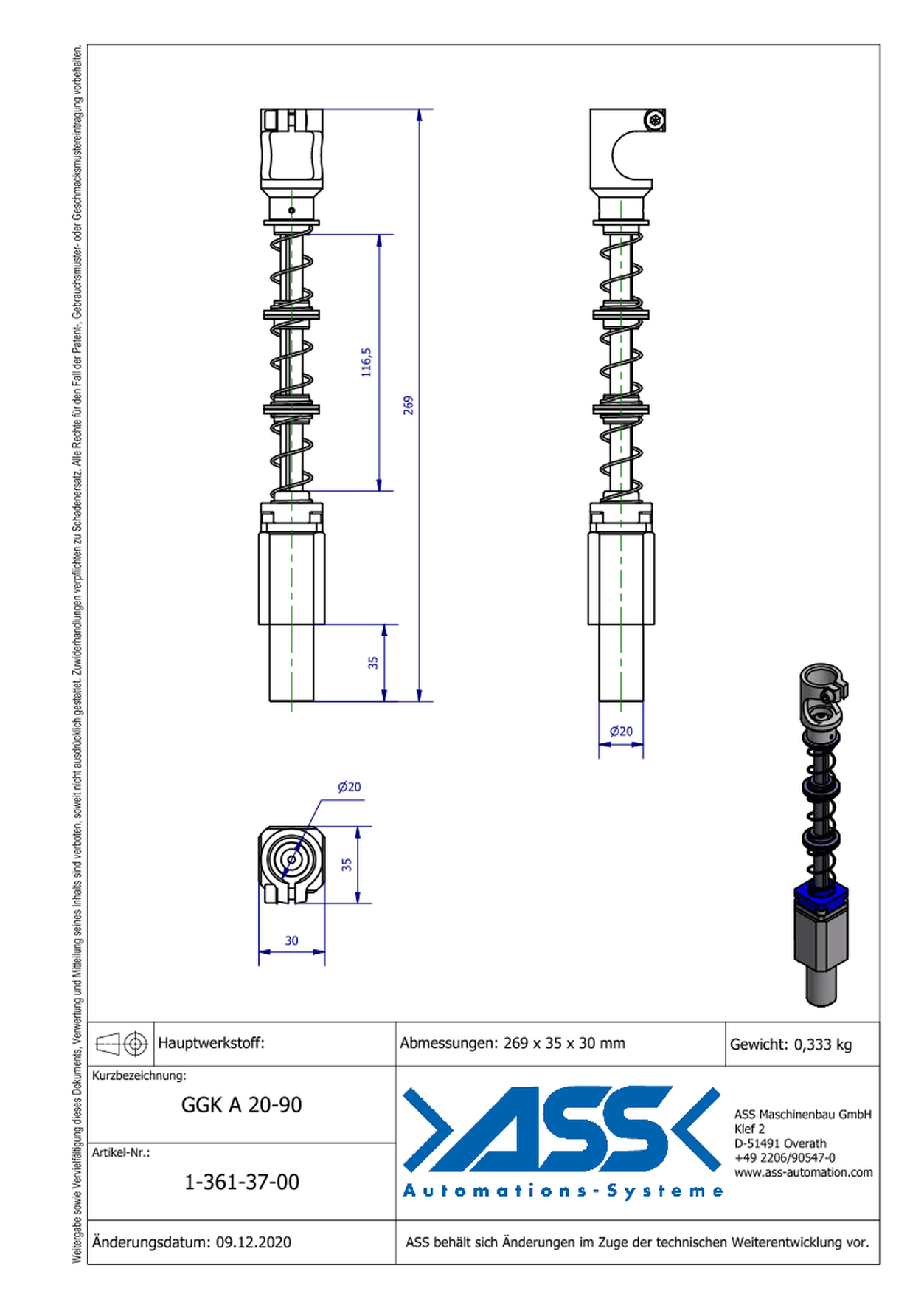 GGK A 20-90 Gripper Arm, lin.gu., spr.comp., lock ag.rot., ax.