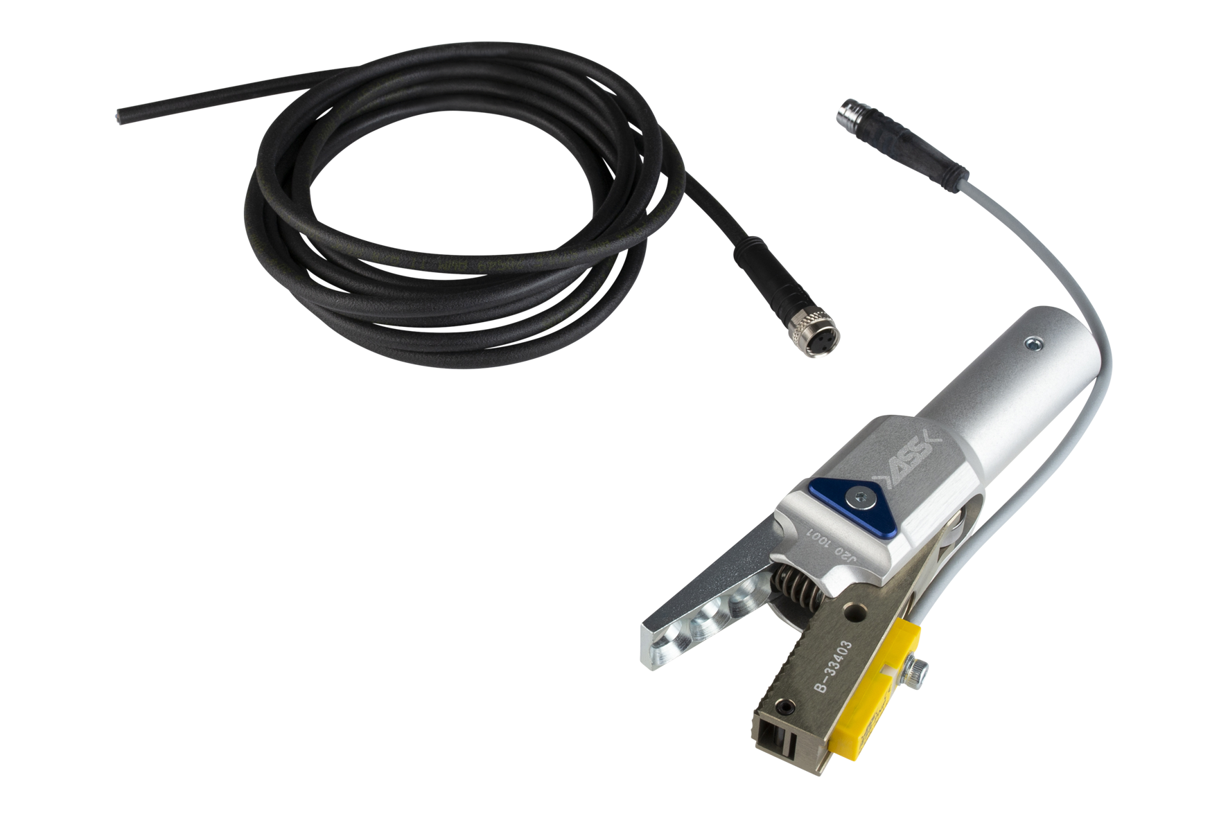 GRZ 20-16 SC Gripper with Jaw Type: Saw Tooth / Sensor Piston Ø: 16 mm, : 20 mm, Opening width: 22,5 mm, Jaw type: with holes / query, Closing Force: 65 N, Connection: plug M8, Signal output: PNP