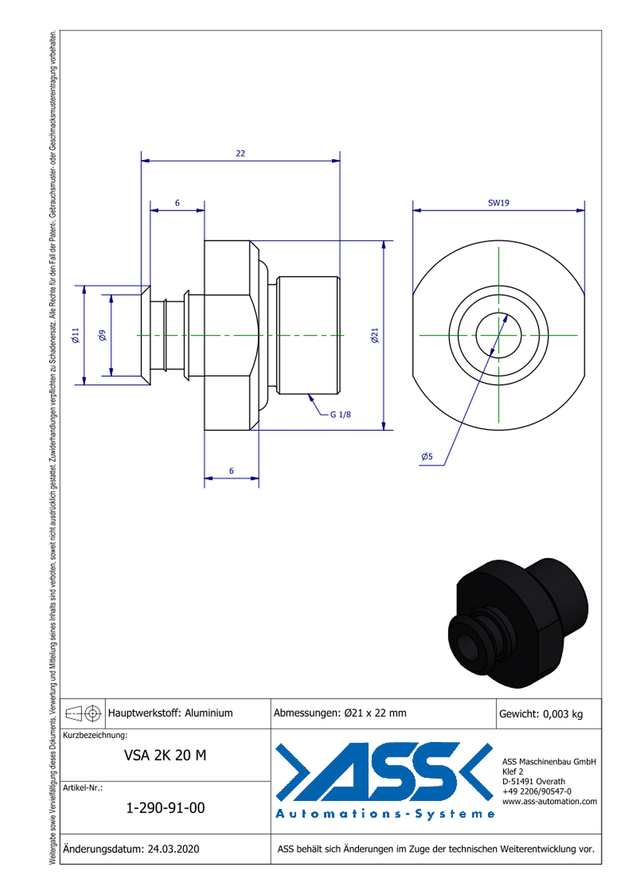 VSA 2K 20 M Adapter for 2K-Suction Cups