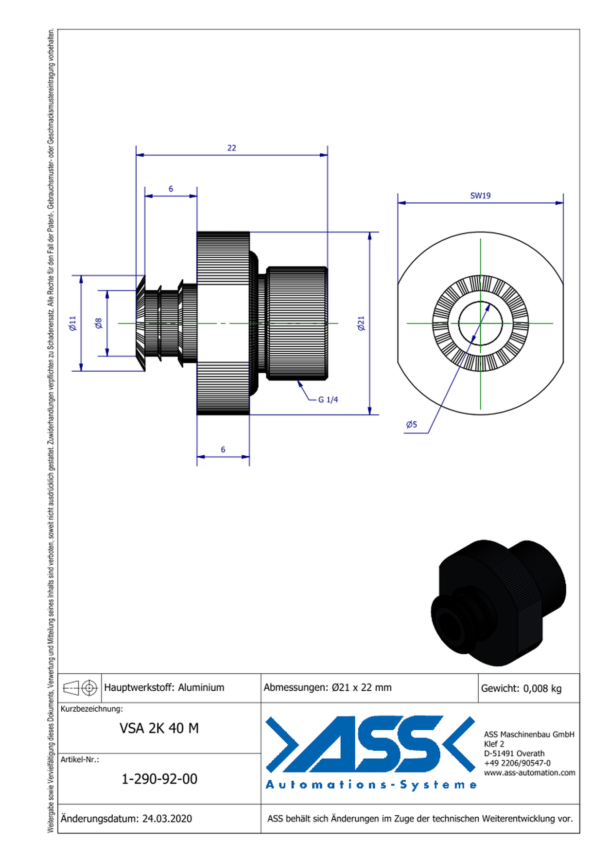 VSA 2K 40 M Adapter for 2K-Suction Cups