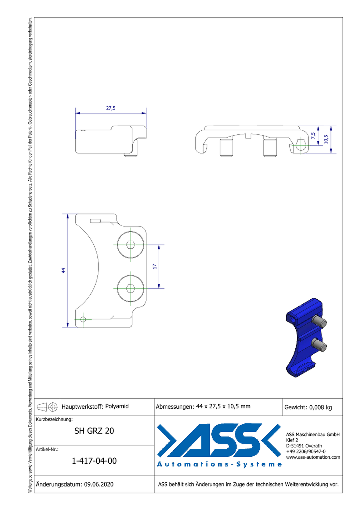 SH GRZ 20 Sensor Bracket