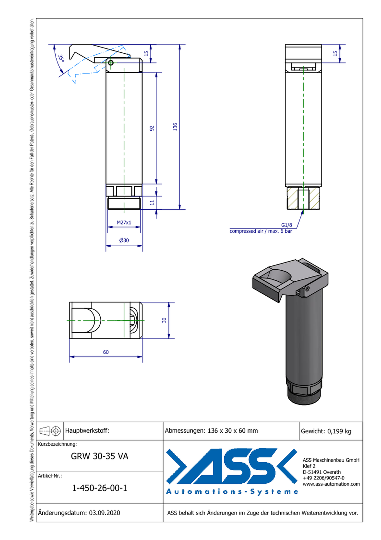 GRW 30-35 VA Gripper Finger 35°