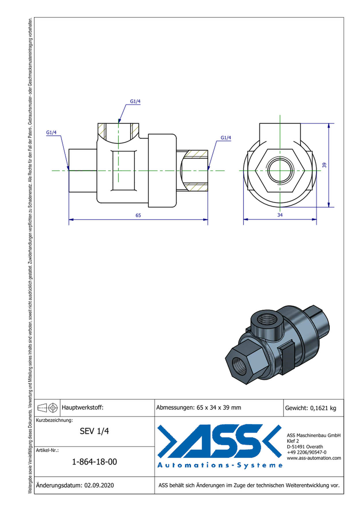 SEV 1/4 Quick Exhaust Valve