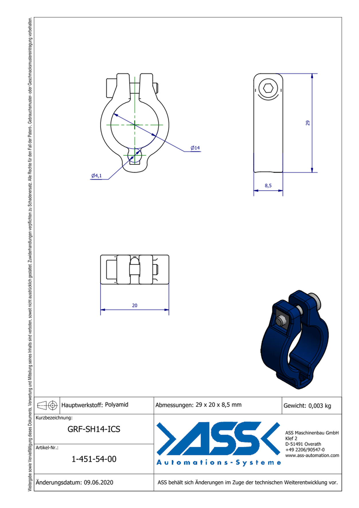 GRF SH 14 ICS Sensor Bracket