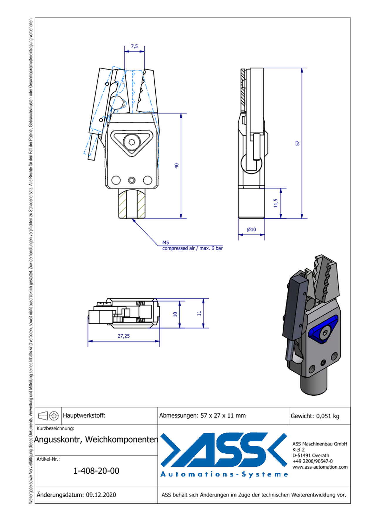 GRZ 10-08 C WK NPN Gripper, Jaw Type: for Soft Material / Sensor NPN