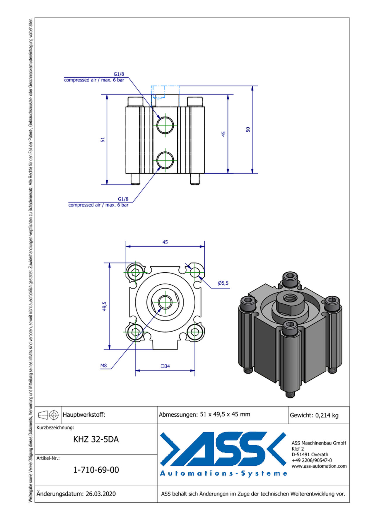 KHZ 32-5 DA Short Stroke Cylinder