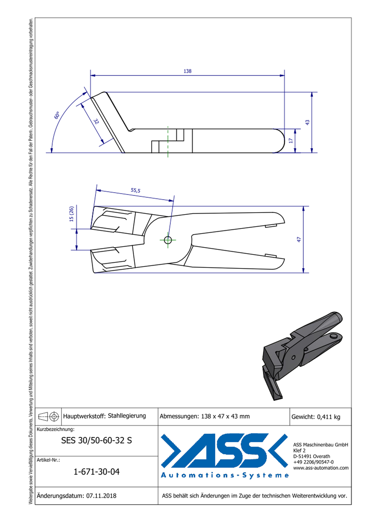 SES30/50-60-32S Nipper Blade Standard for ASN 30-50