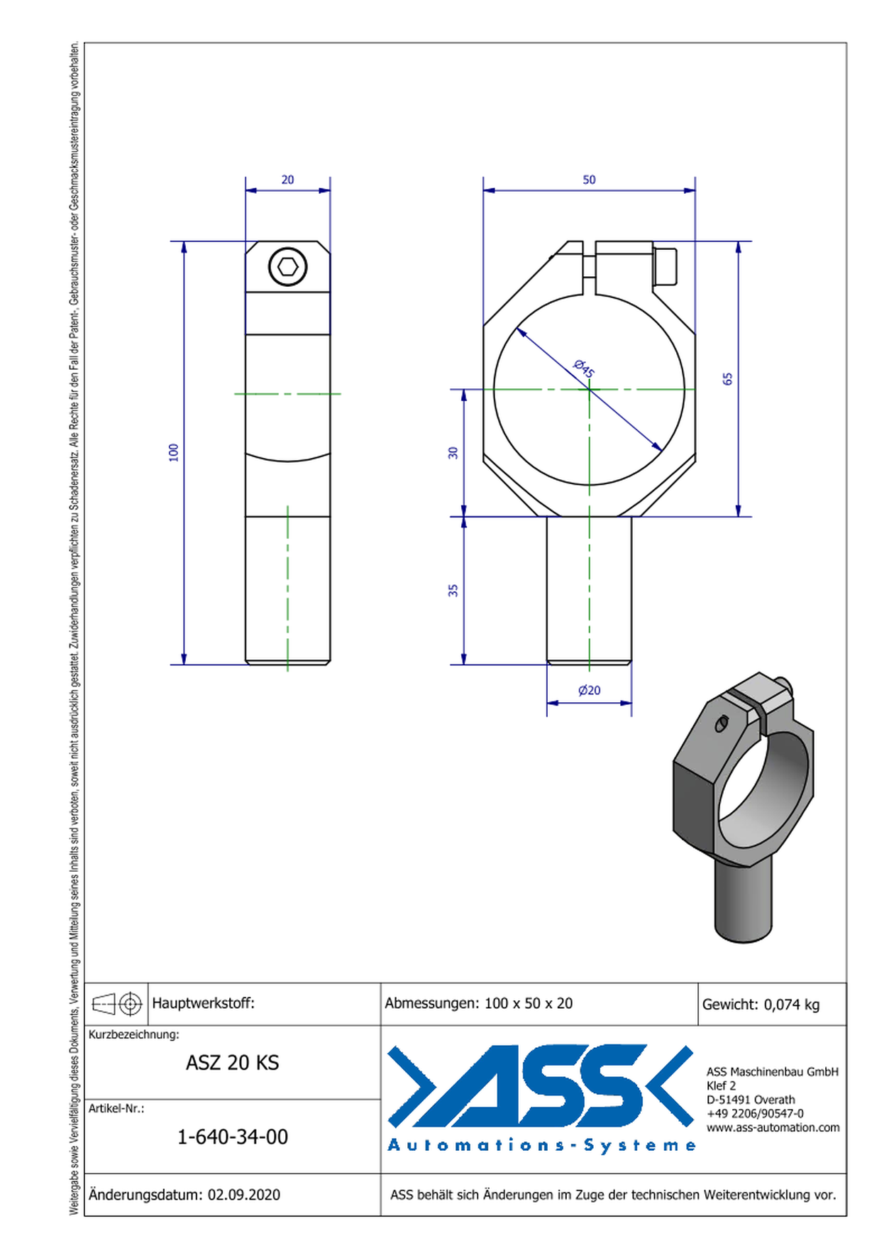 ASZ 20 KS Mounting Bracket for ASN