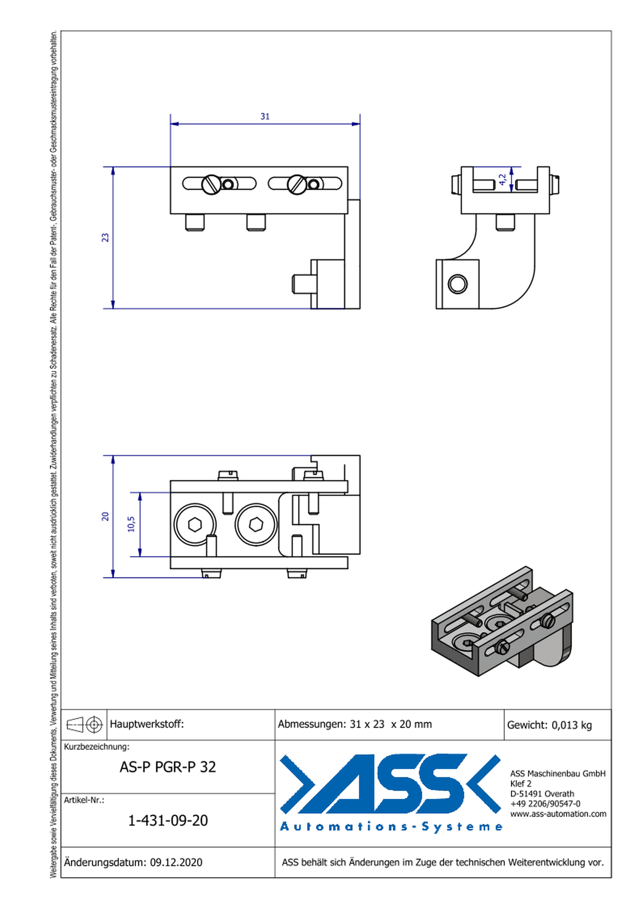 AS-P PGR-P 32 Sensor Bracket Precise for PGR-P