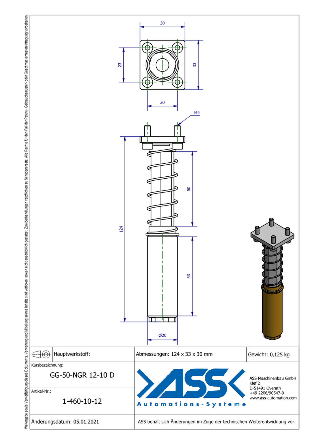 GG-50-NGR 12-10 D Spring loaded Gripper Arm for NGR 12-10 D