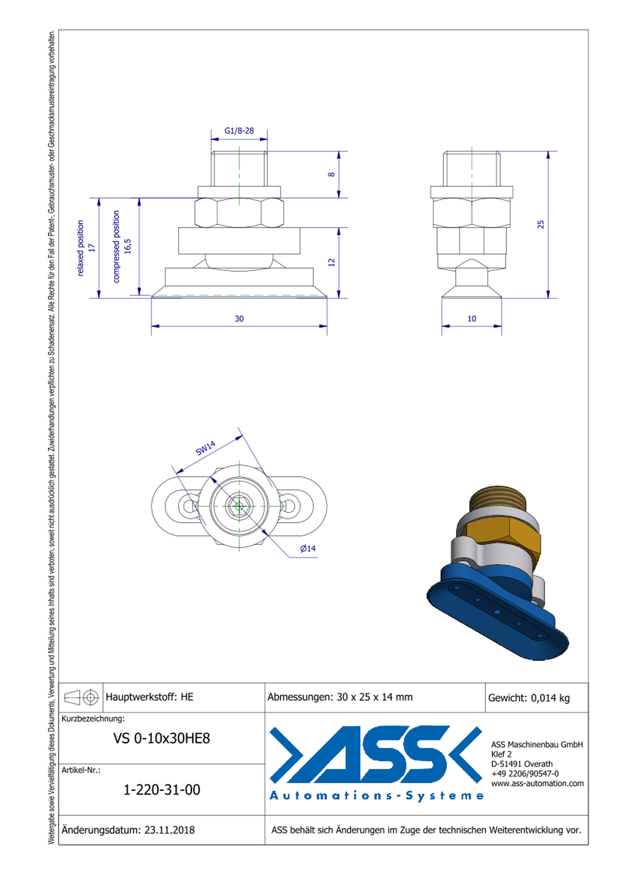 VS O-10x30HE8 Vacuum Cup, Oval