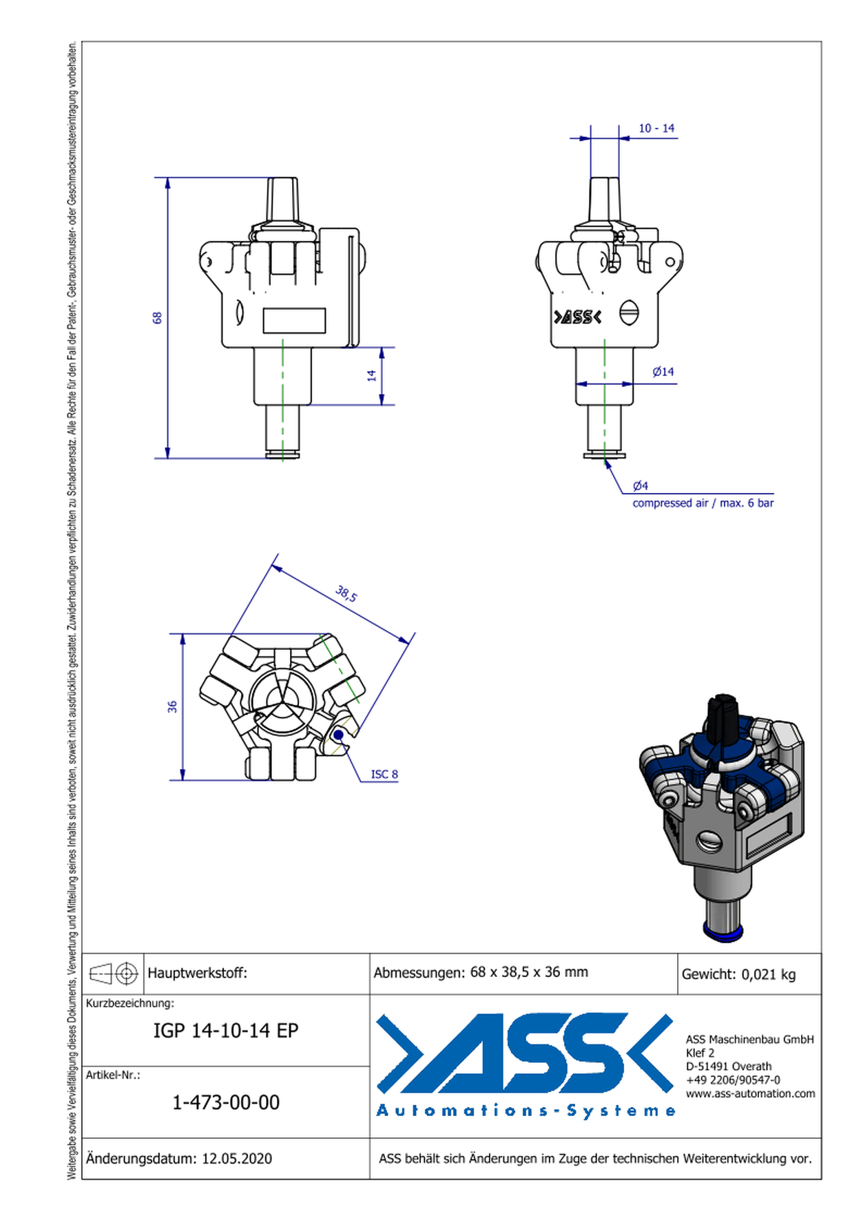 IGP 14-10-14 EP ID Gripper with EP Coating