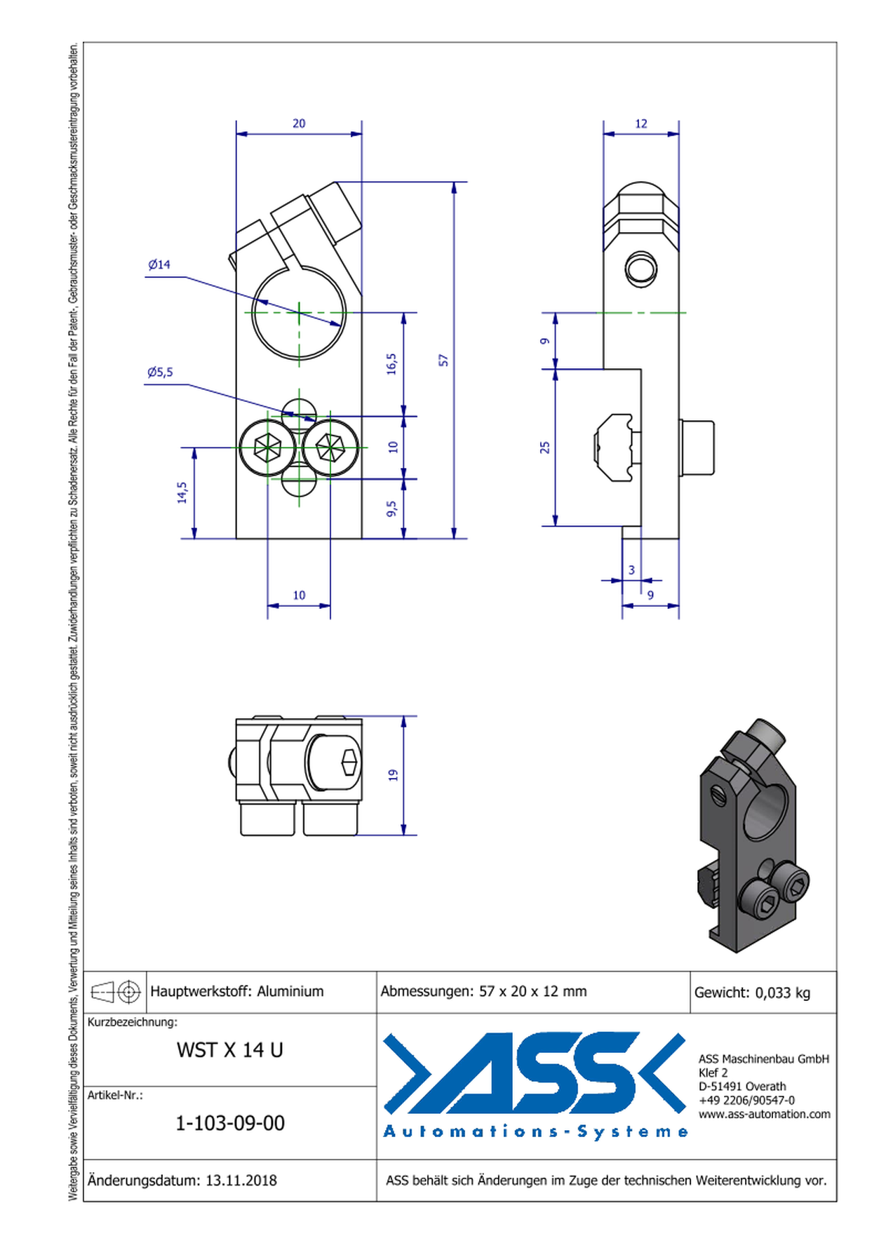 WST X 14 U Angle Clamp universal