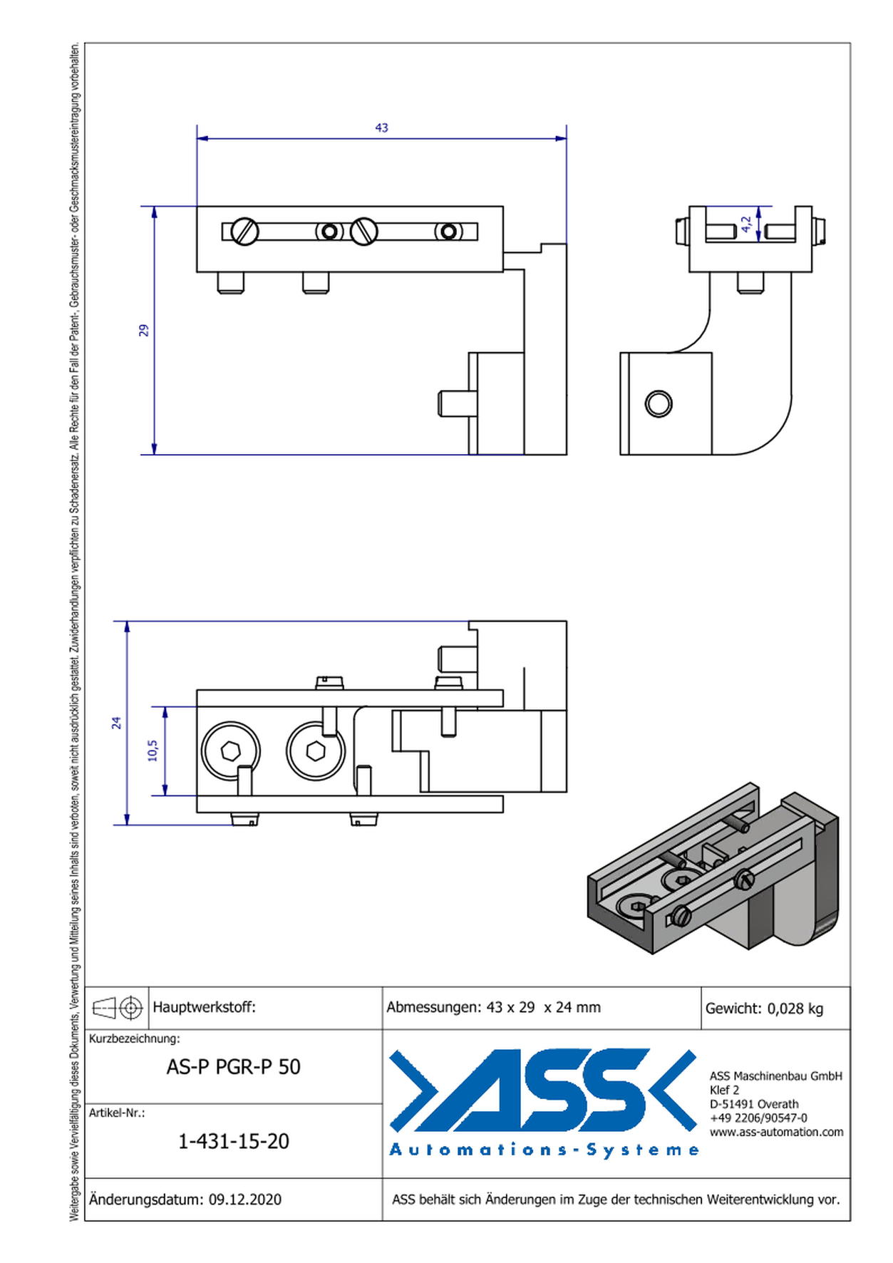 AS-P PGR-P 50 Sensor Bracket Precise for PGR-P