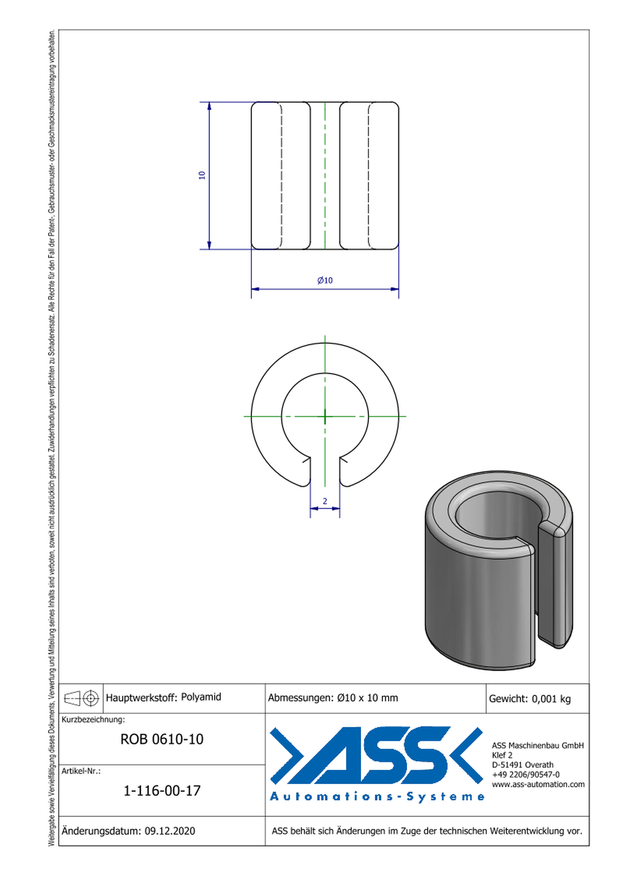 ROB 0610-10 Reduction without collar, Micro Series