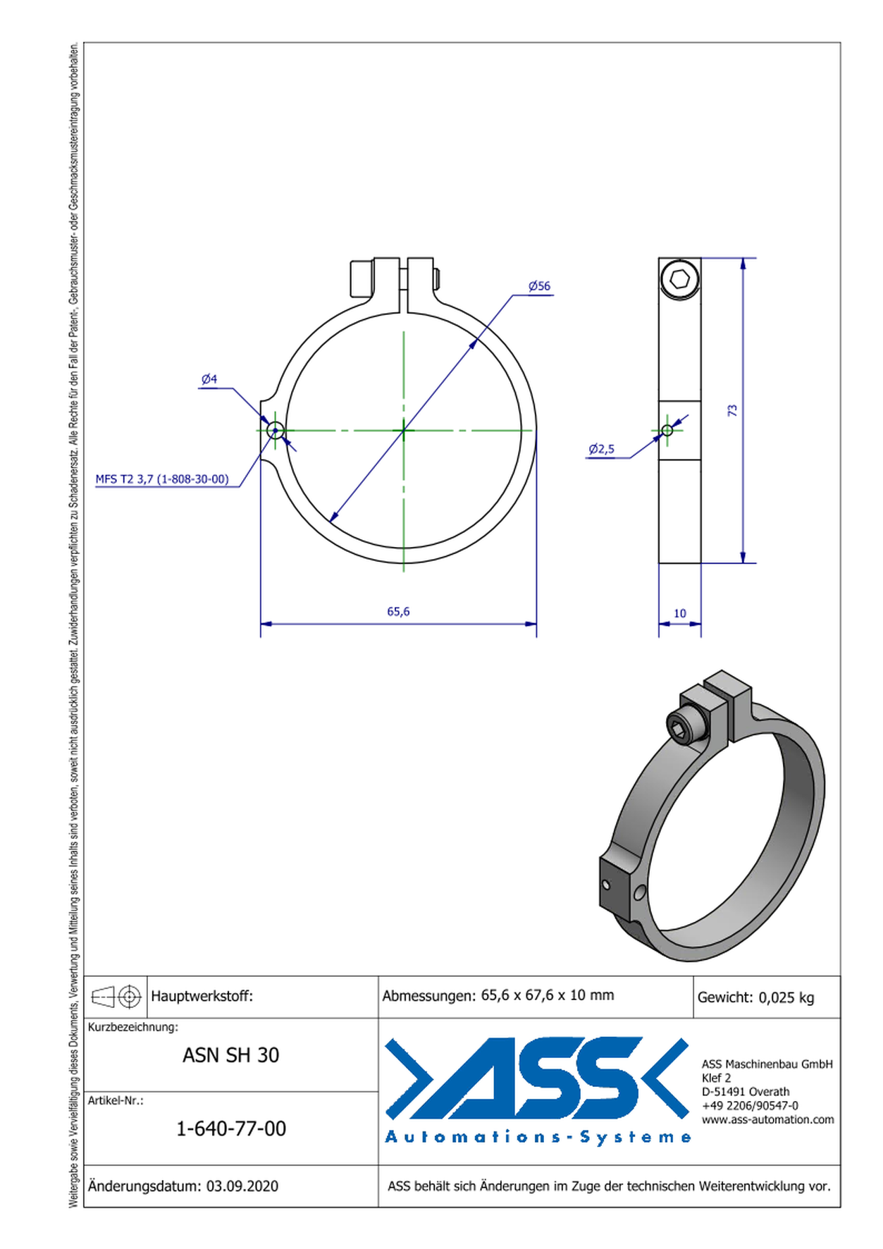 ASN SH 30 Sensor Bracket