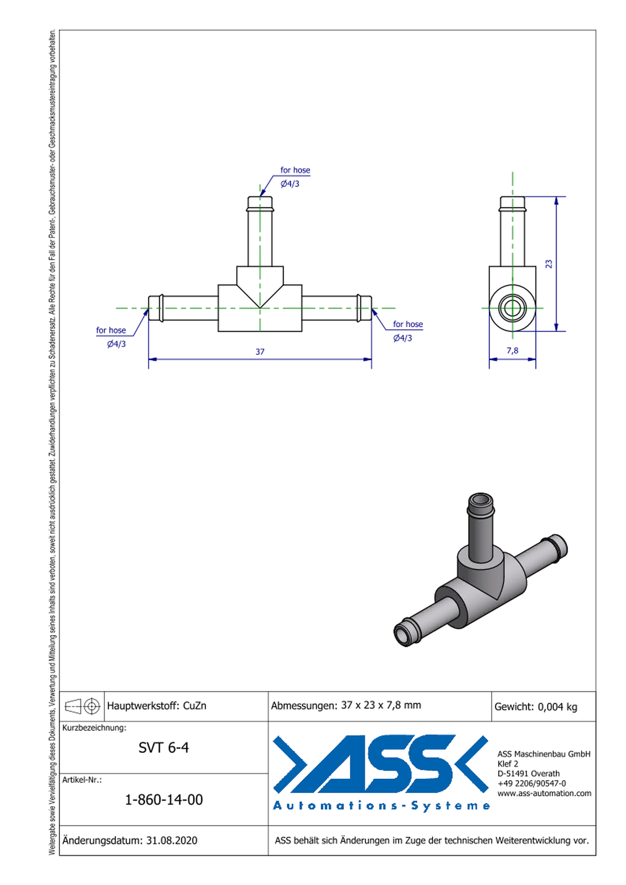 SVT 6-4 T Hose Connector