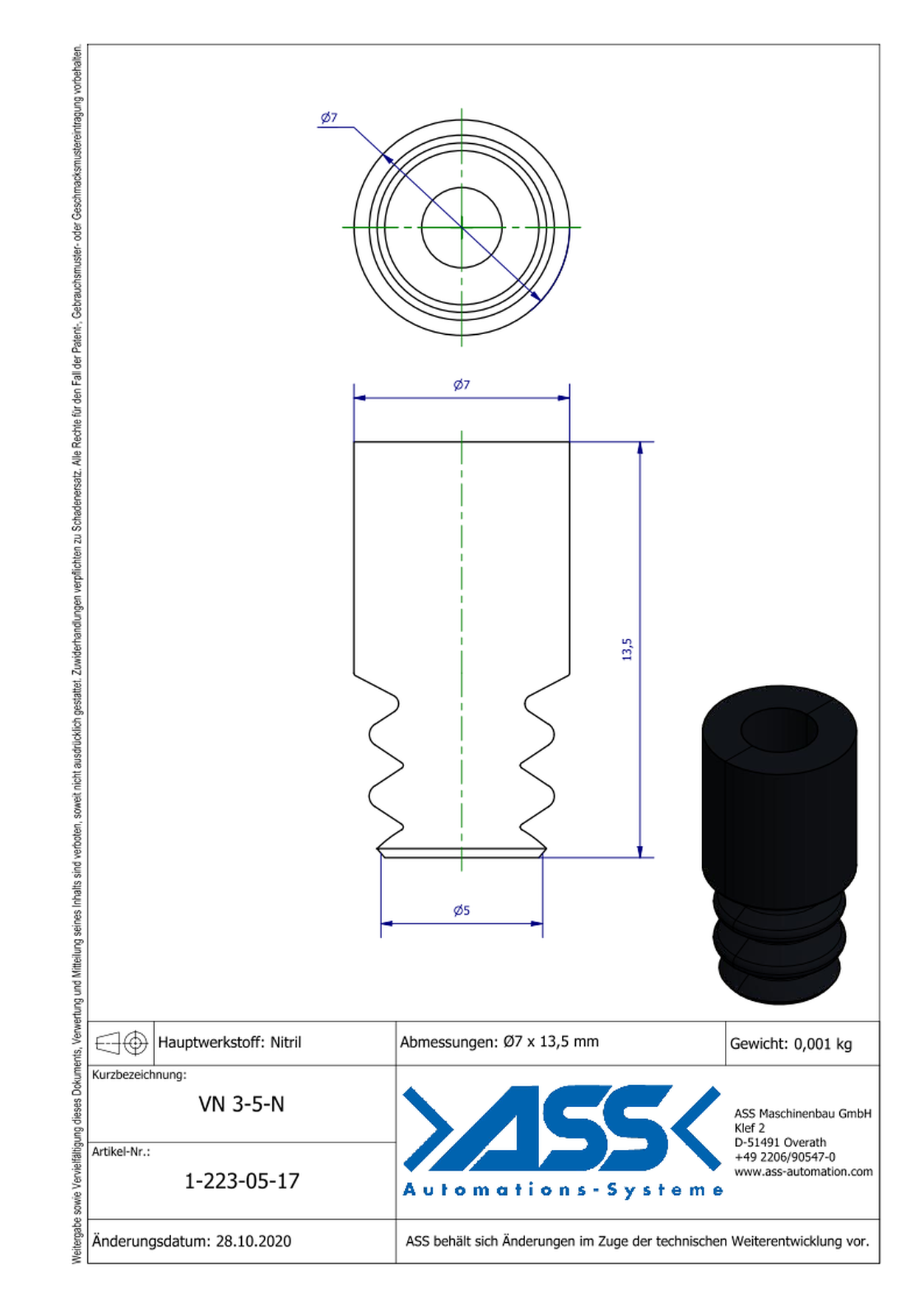 VN 3-5-N  Suction Cup, 3 Bellows