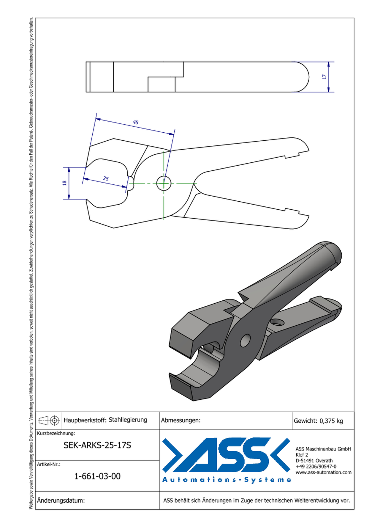 SEK-ARKS25-17S Nipper Blade ASN ARKS