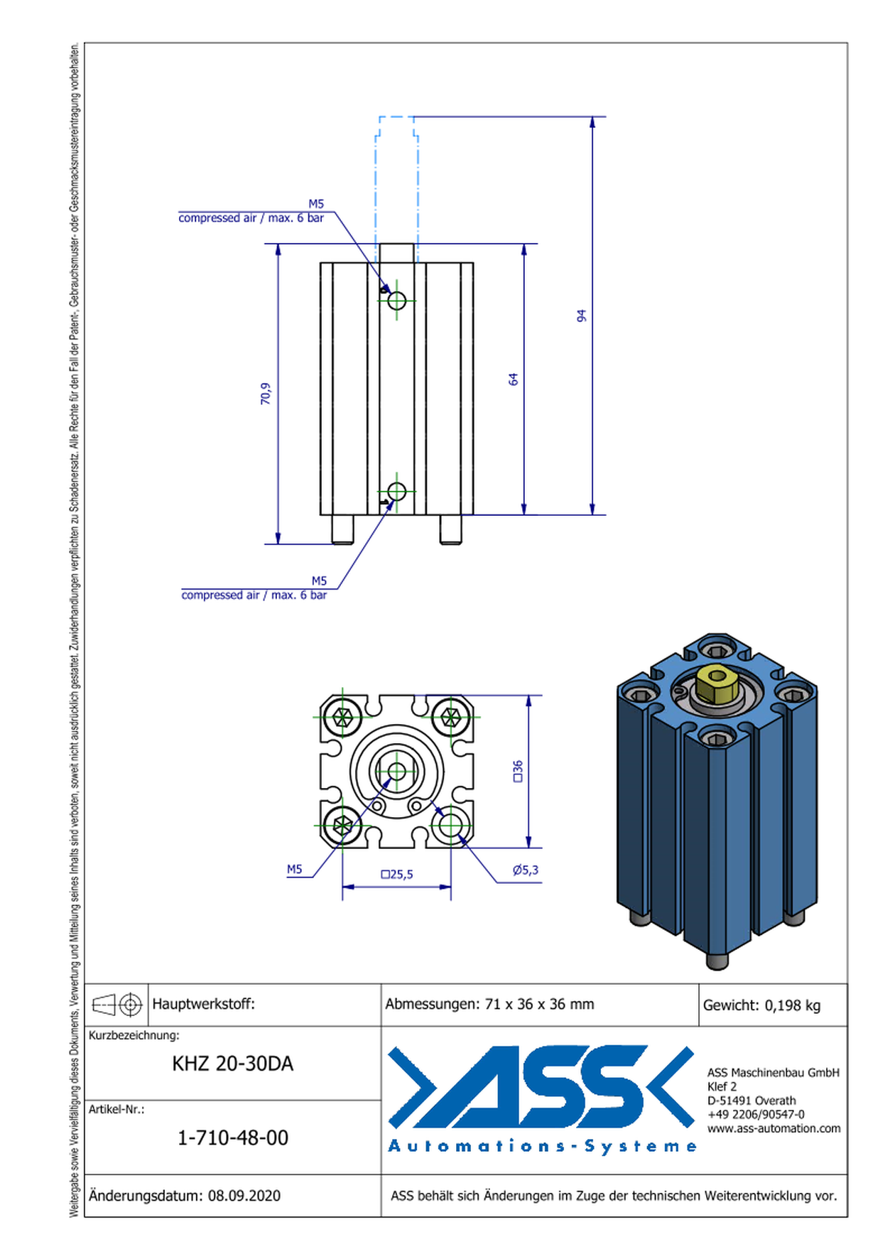 KHZ 20-30 DA Short Stroke Cylinder