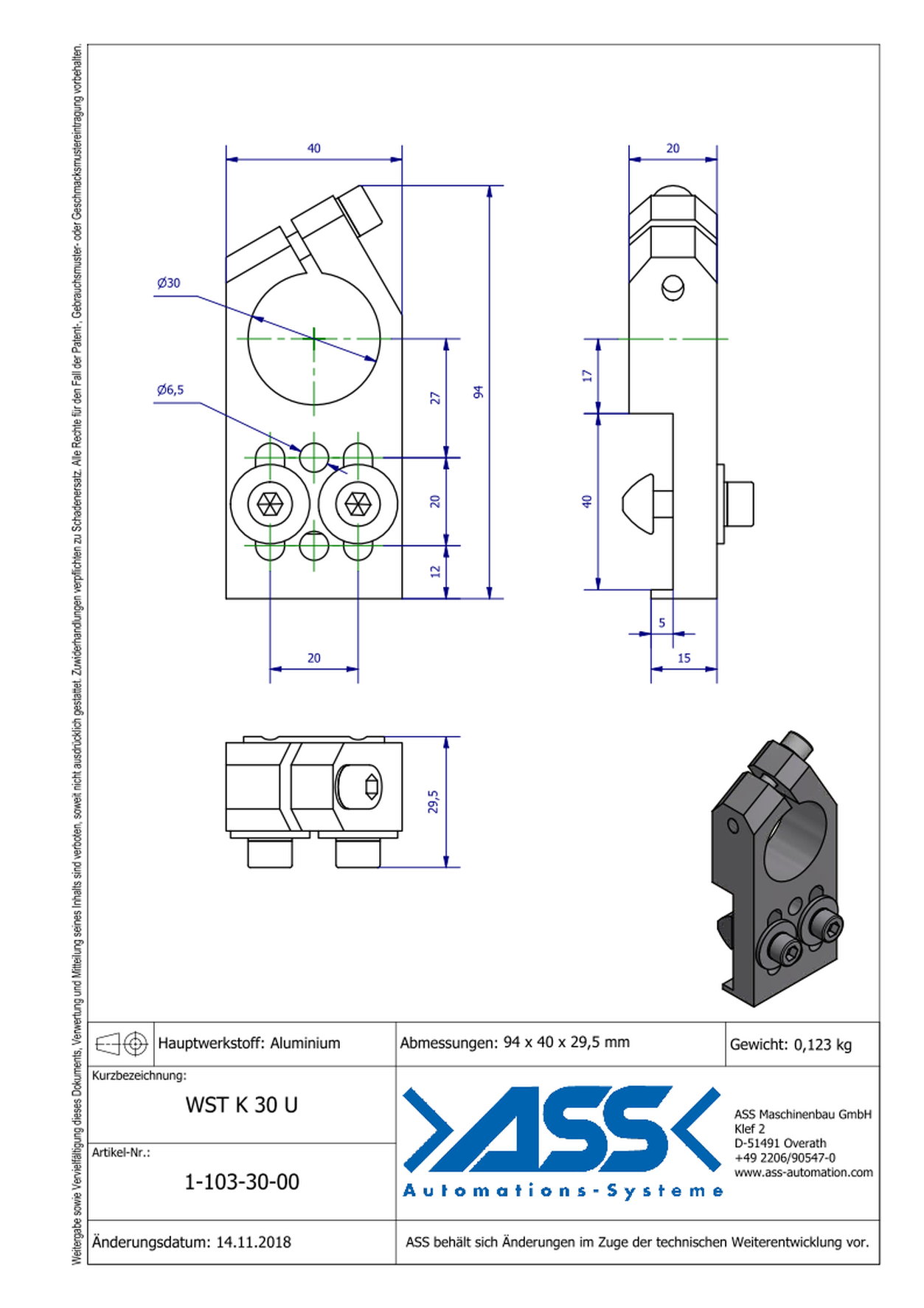 WST K 30 U Angle Clamp universal