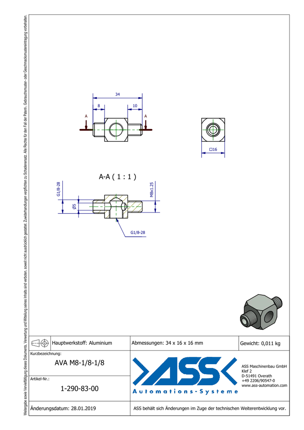 AVA 8-1/8-1/8 Adapter Male