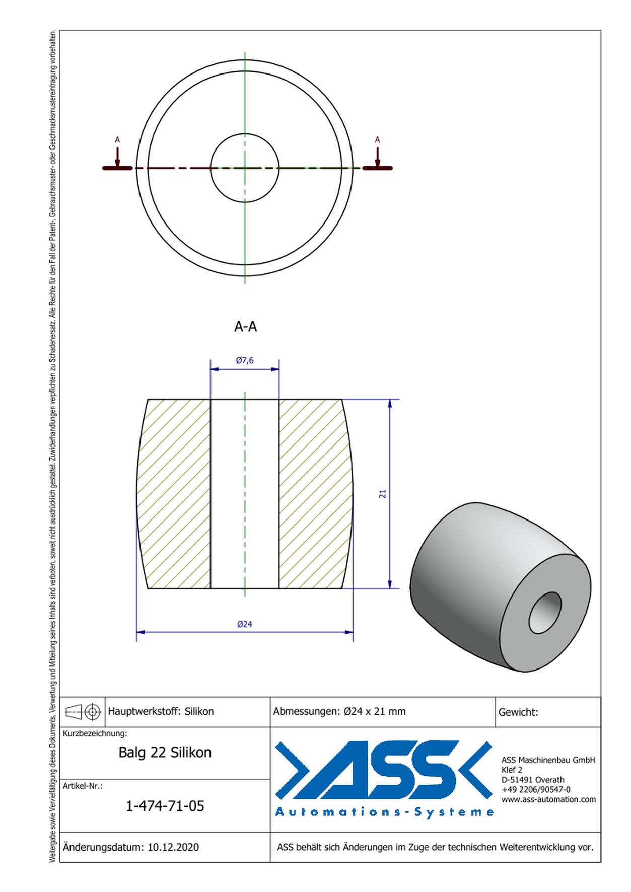 Balg 22 Silikon Spare Bellow for IGB