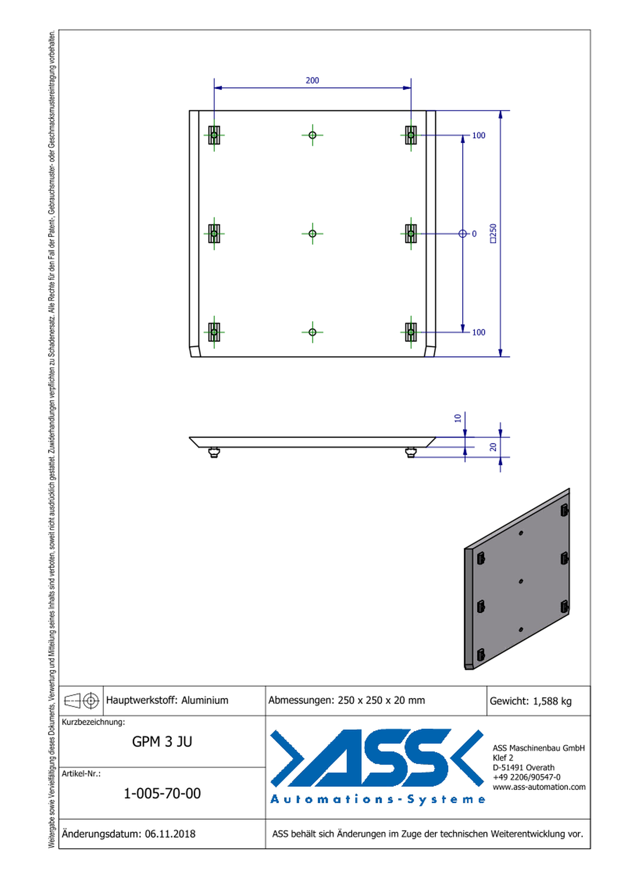 GPM 3 JU Gripper (EOAT) Base Plate