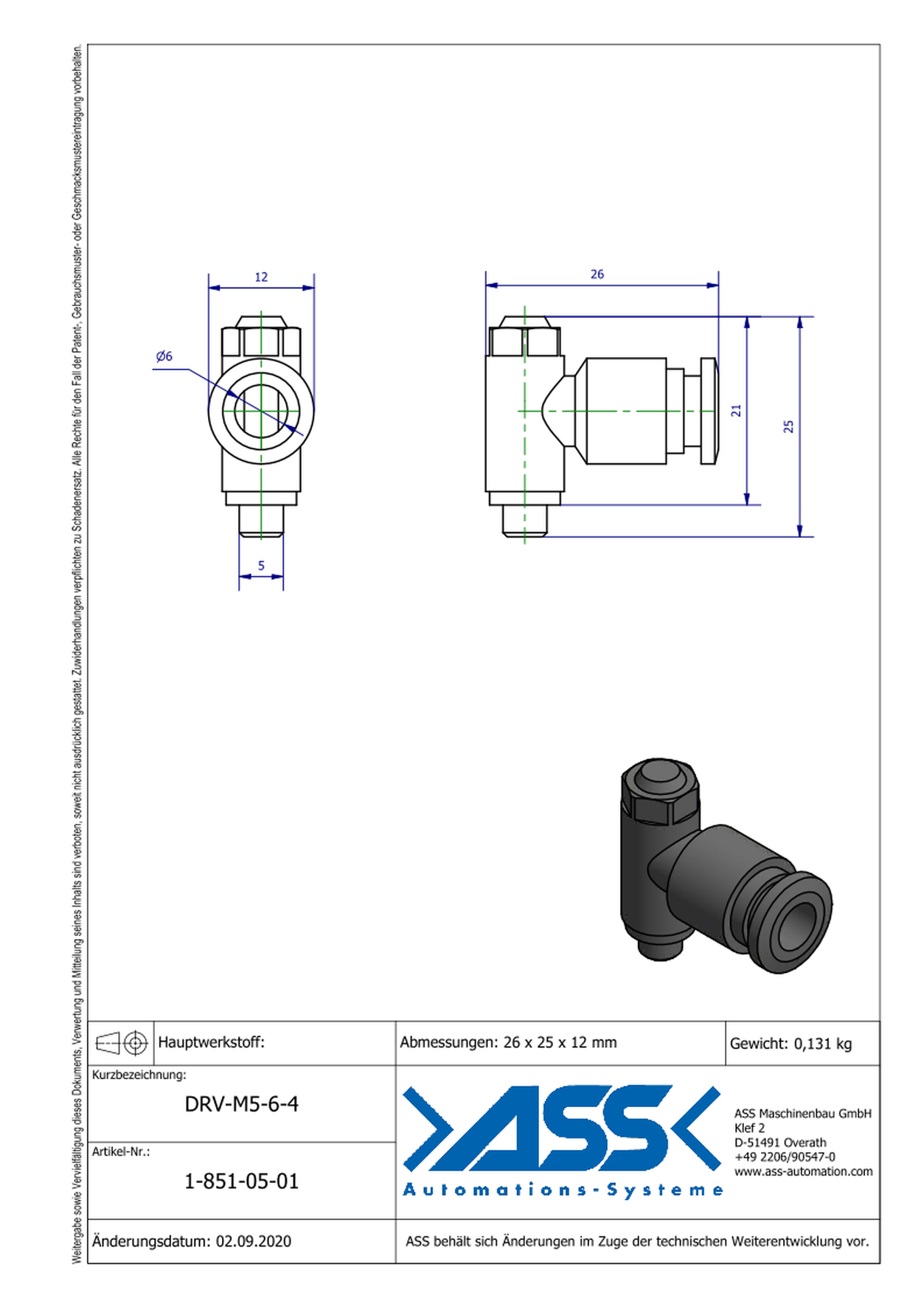 DRV M5 6-4 Flow Control M5 Thread