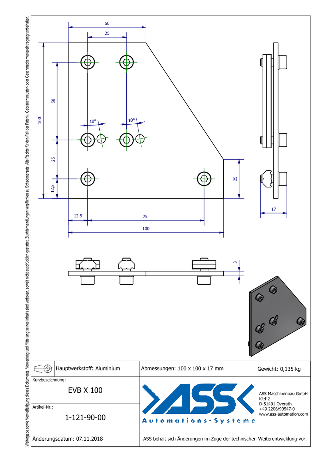 EVB X 100 Corner Joint Plate