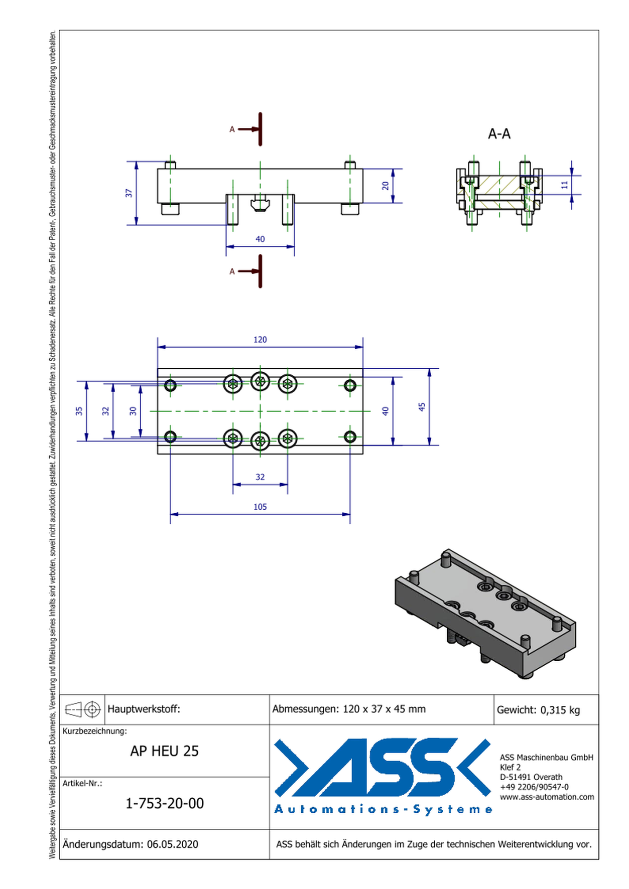 AP HEU 25 Mounting Adapter for Stroke Unit HEU