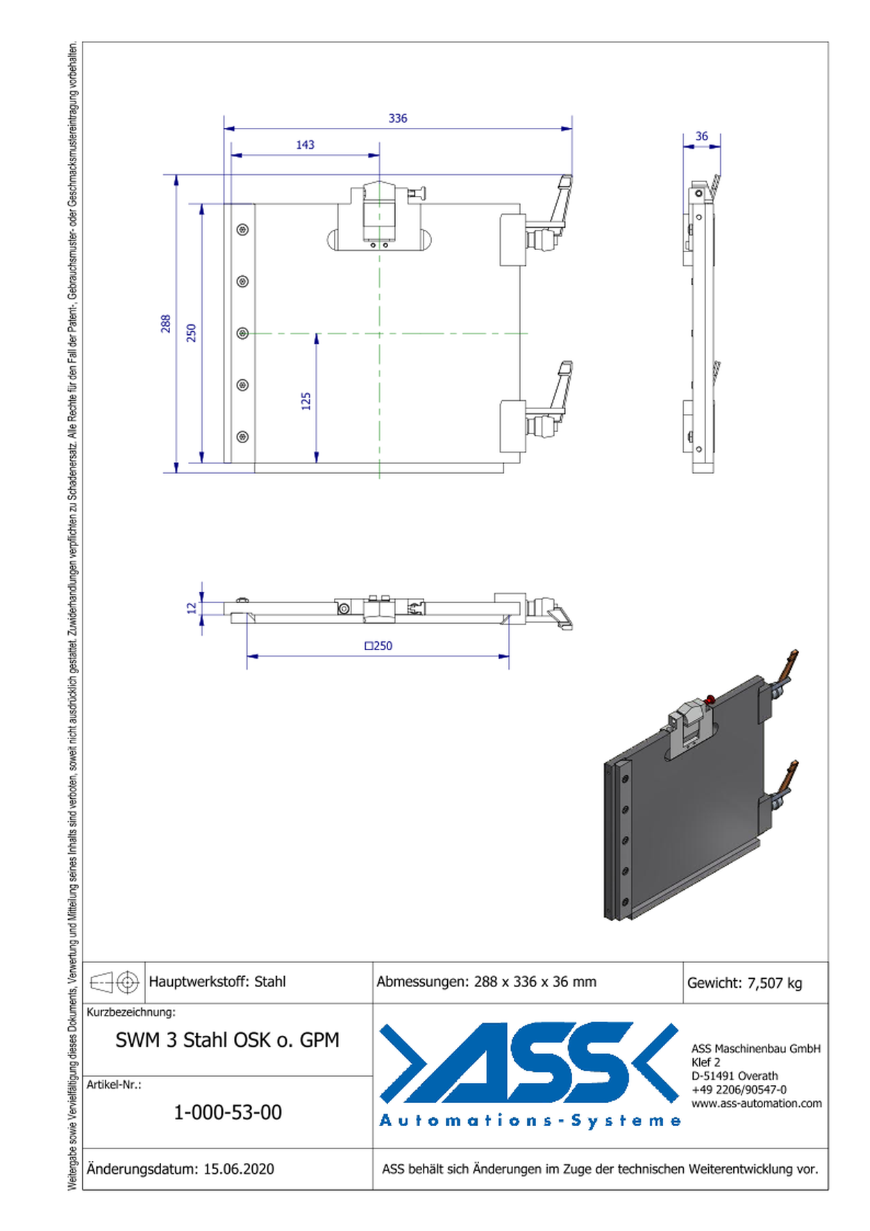 SWM 3-S-OSK Quick Change System, without Air Border and GPM