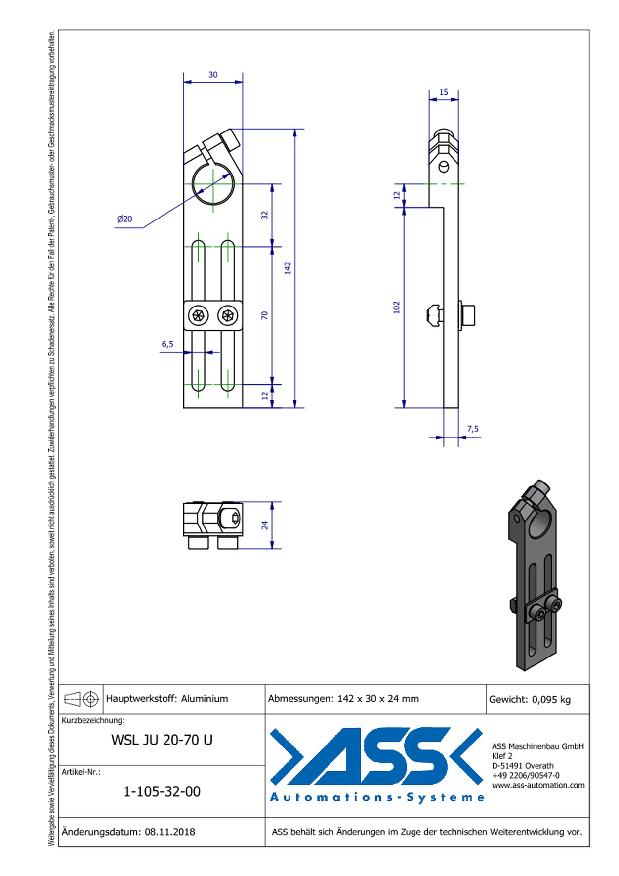 WSL JU 20-70 U Long Angle Clamp universal