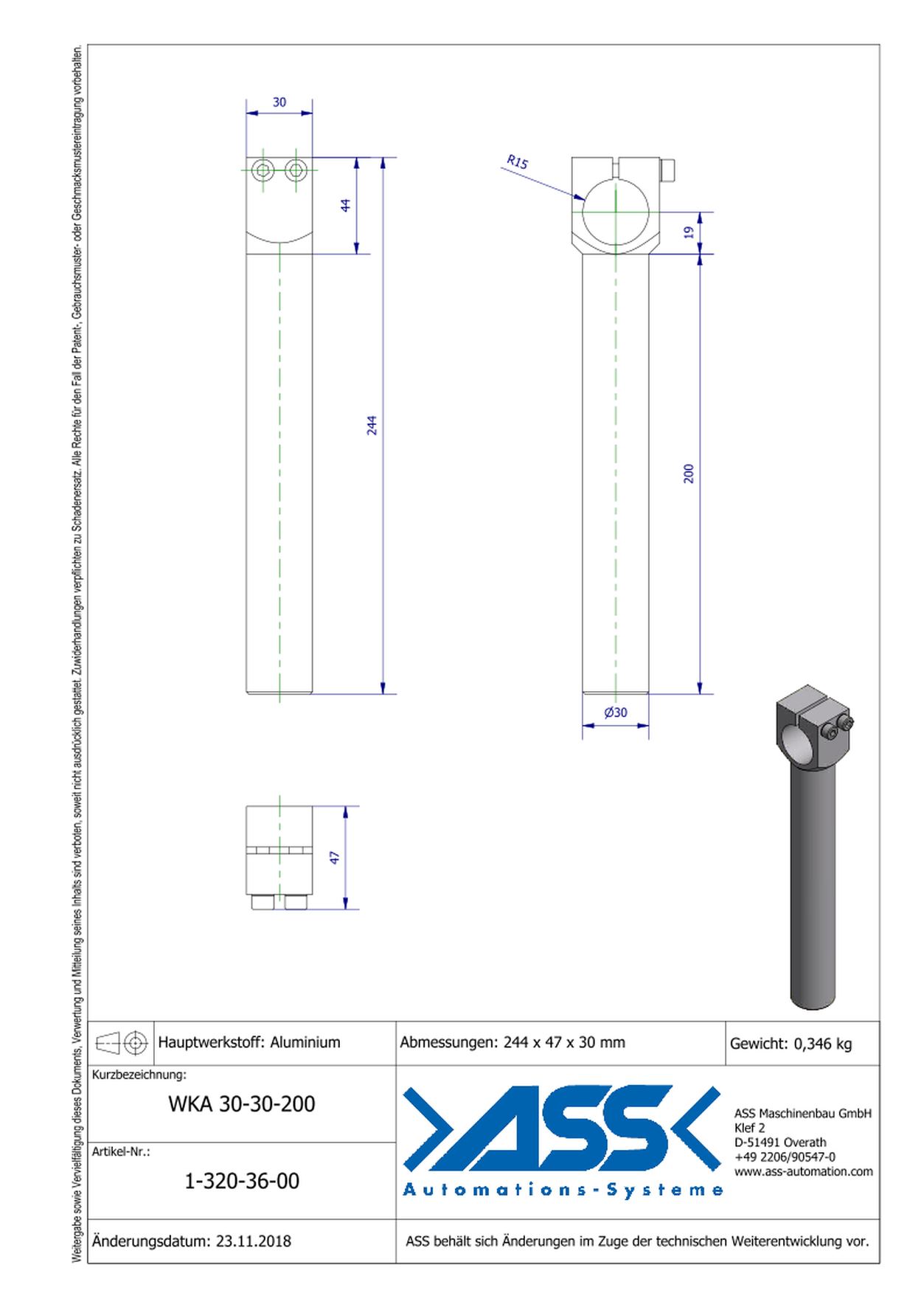 WKA 30-30-200 Angle Arm